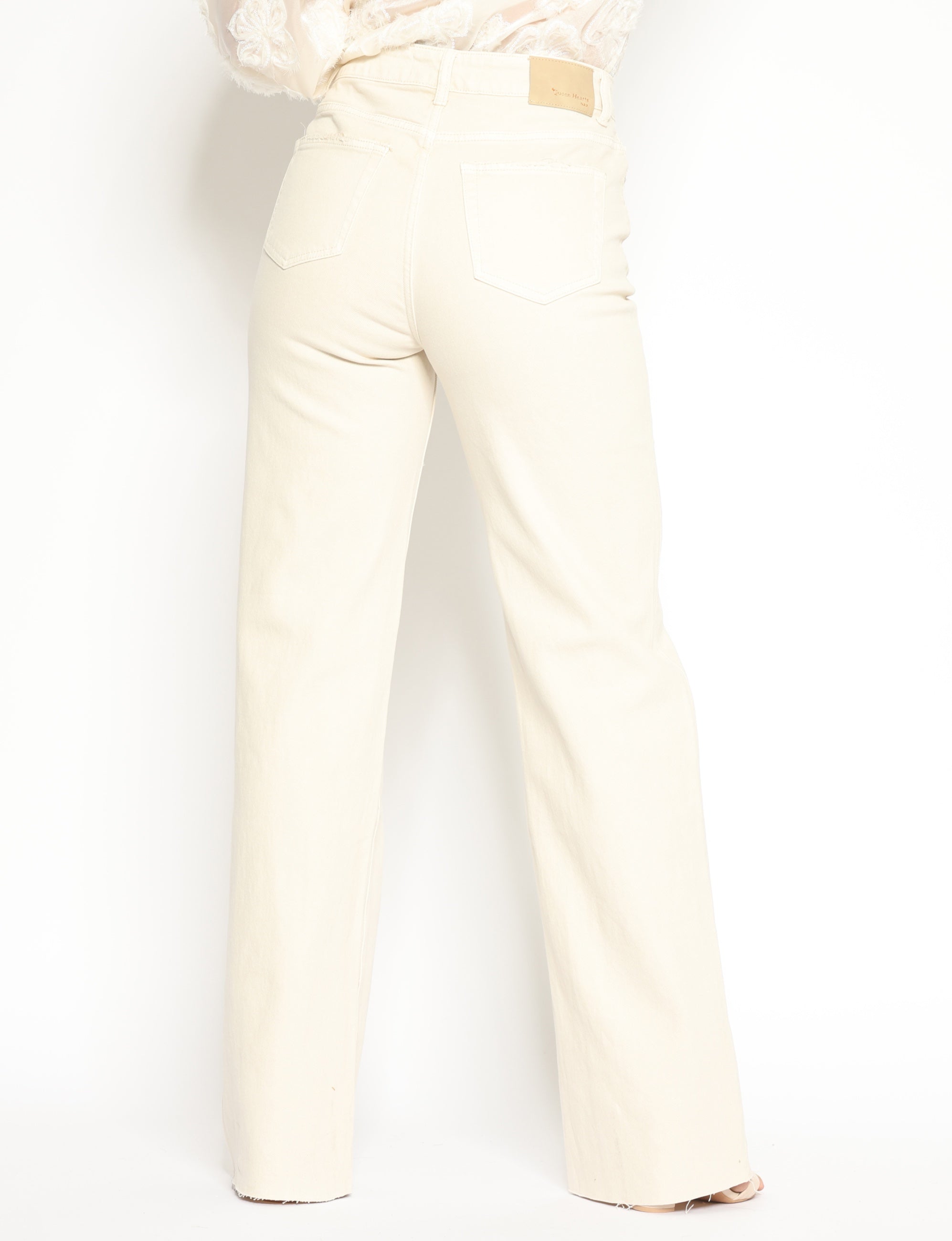 Queen Hearts | Wide leg jeans Nina-K Beige
