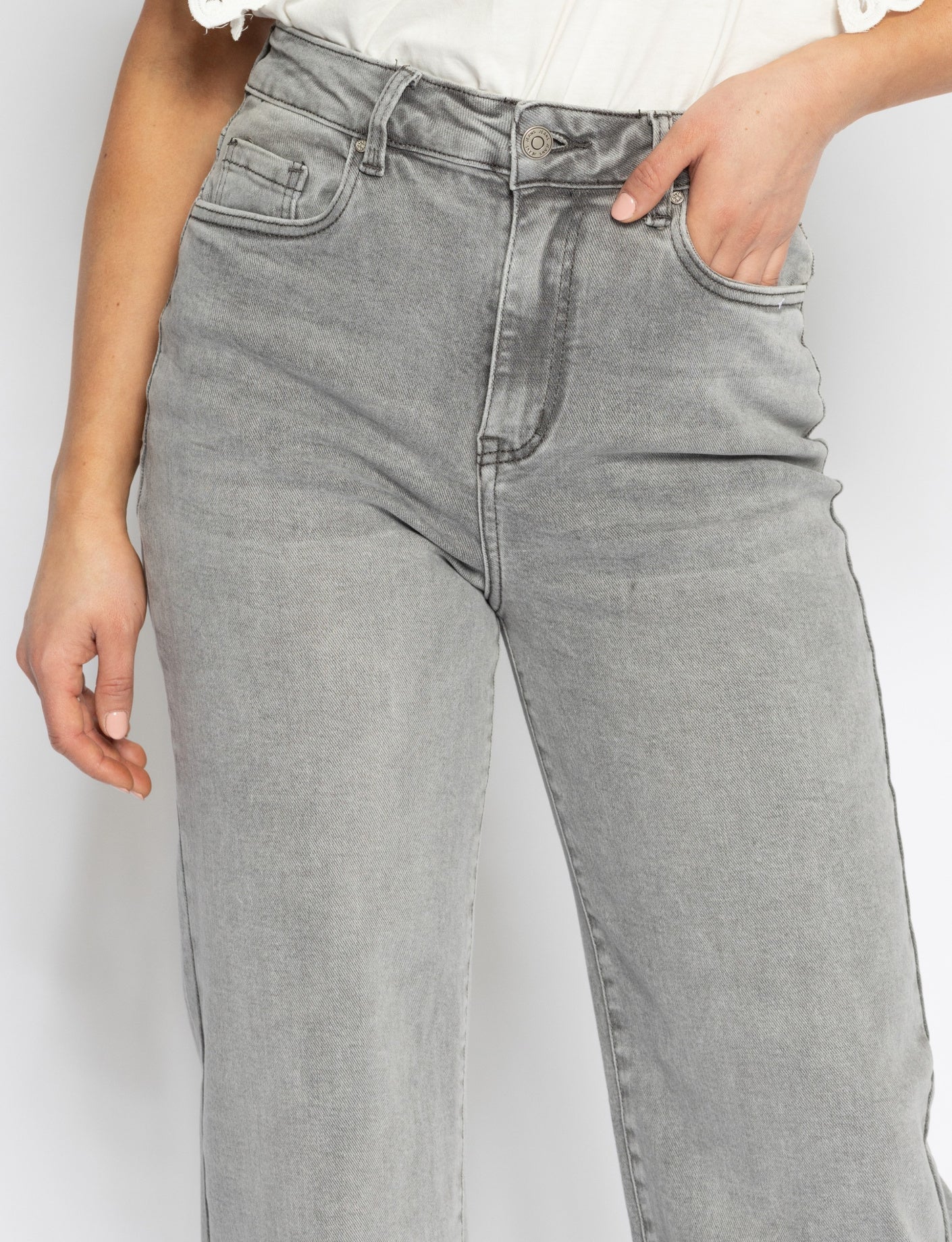 Hello Miss | Wide leg jeans Noor-3 Grijs
