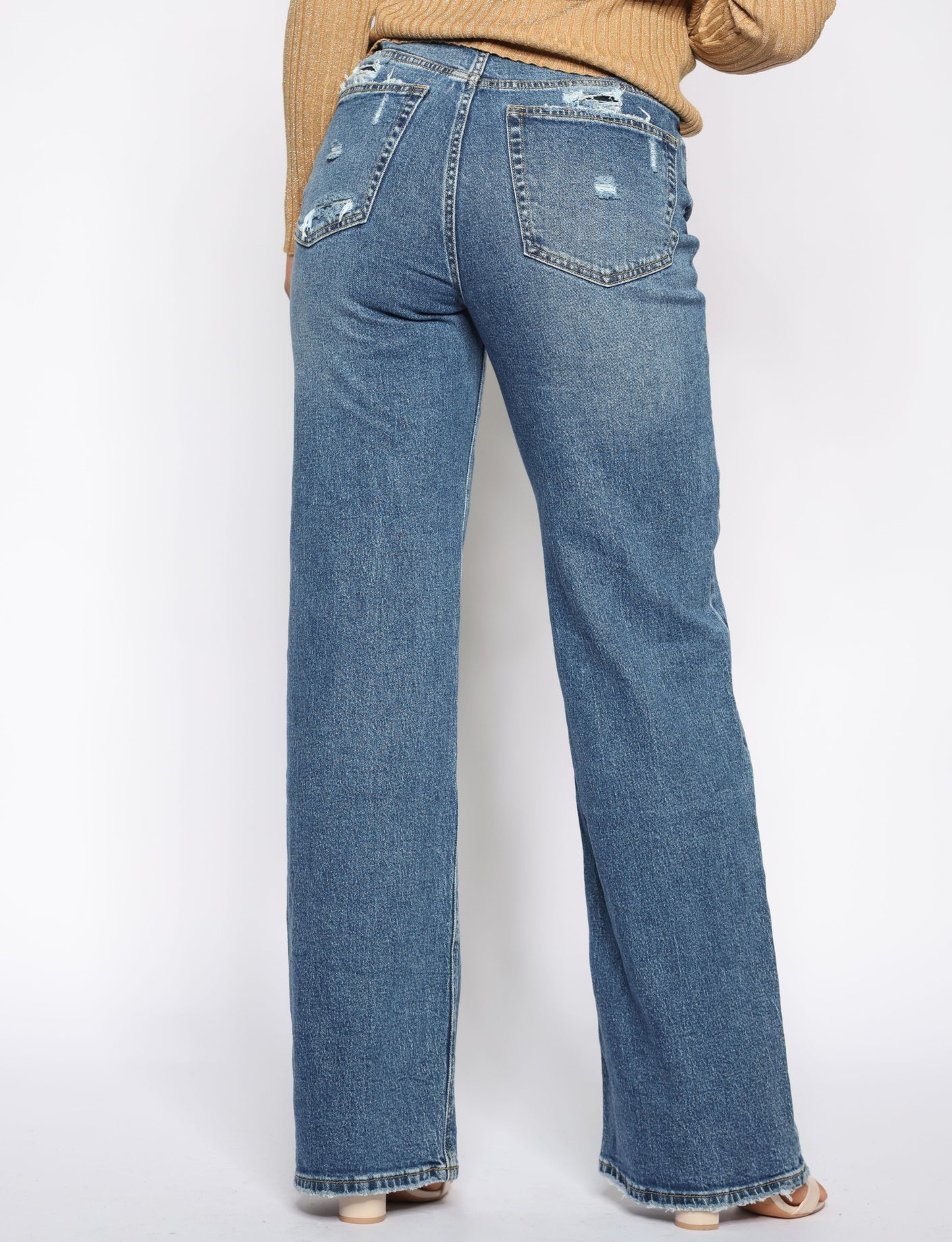Queen Hearts | Wide leg jeans W3756 Blauw