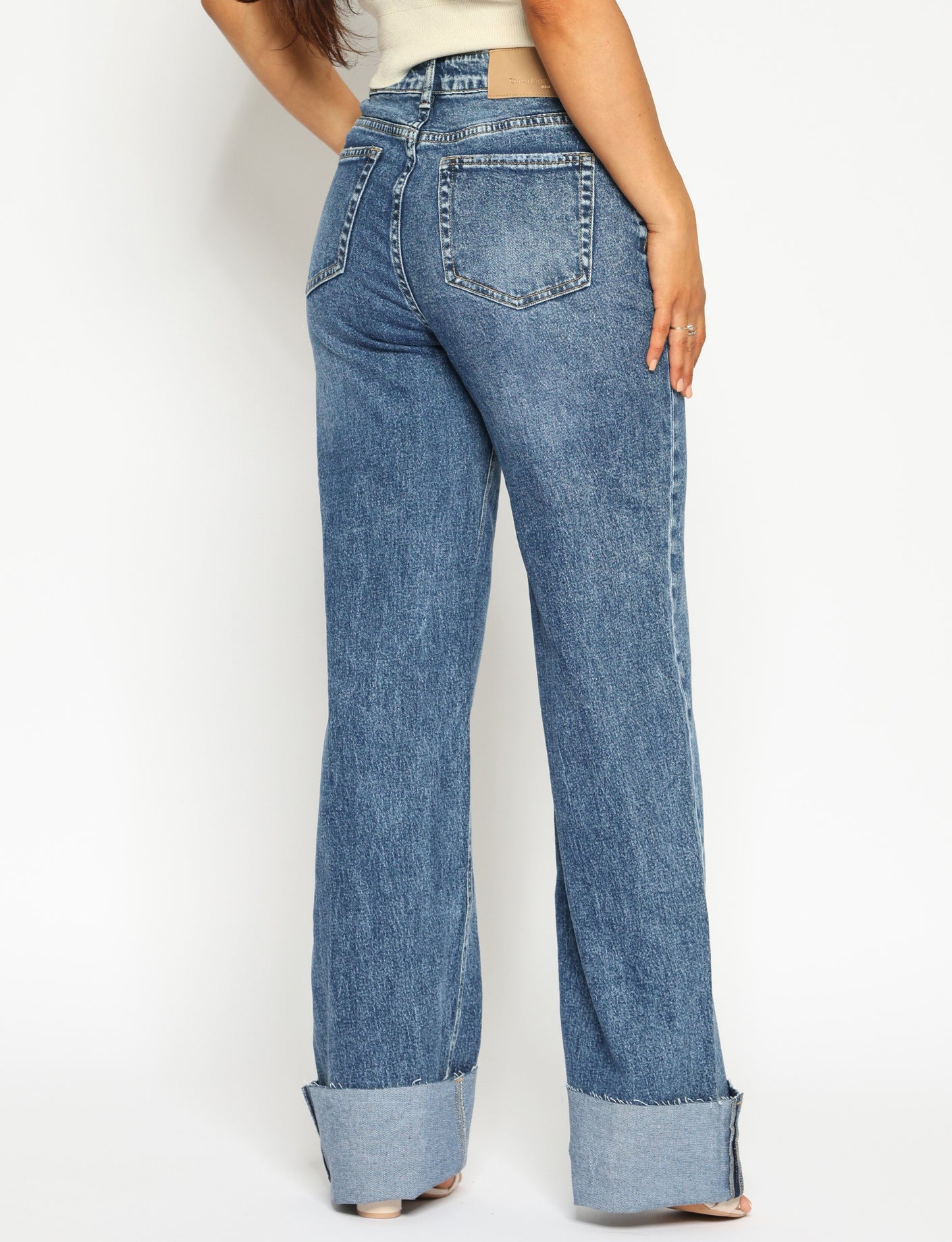Queen Hearts | Wide leg jeans Jade-2 - extra tall Donkerblauw