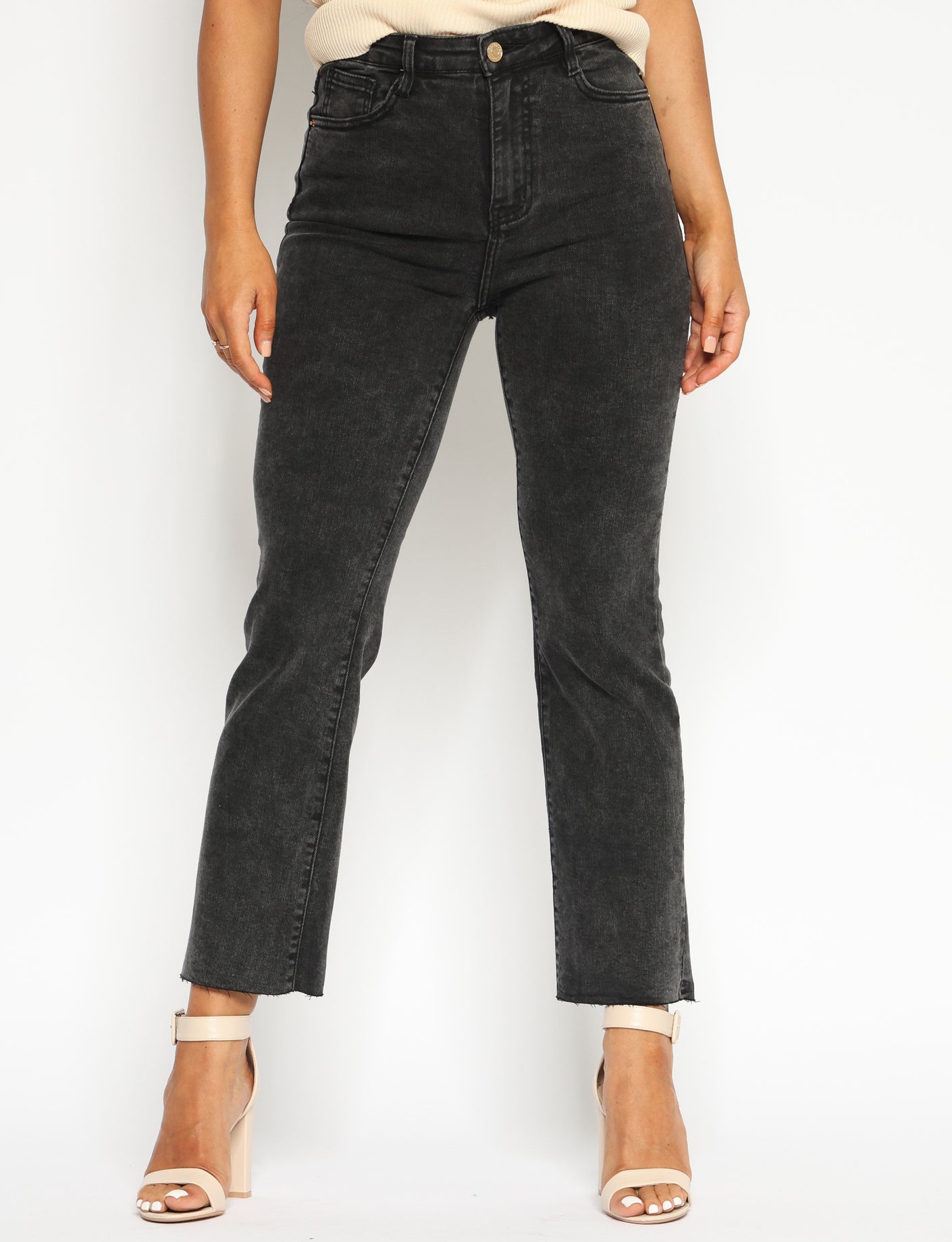 Folyrose | Flared jeans Noor Donkergrijs