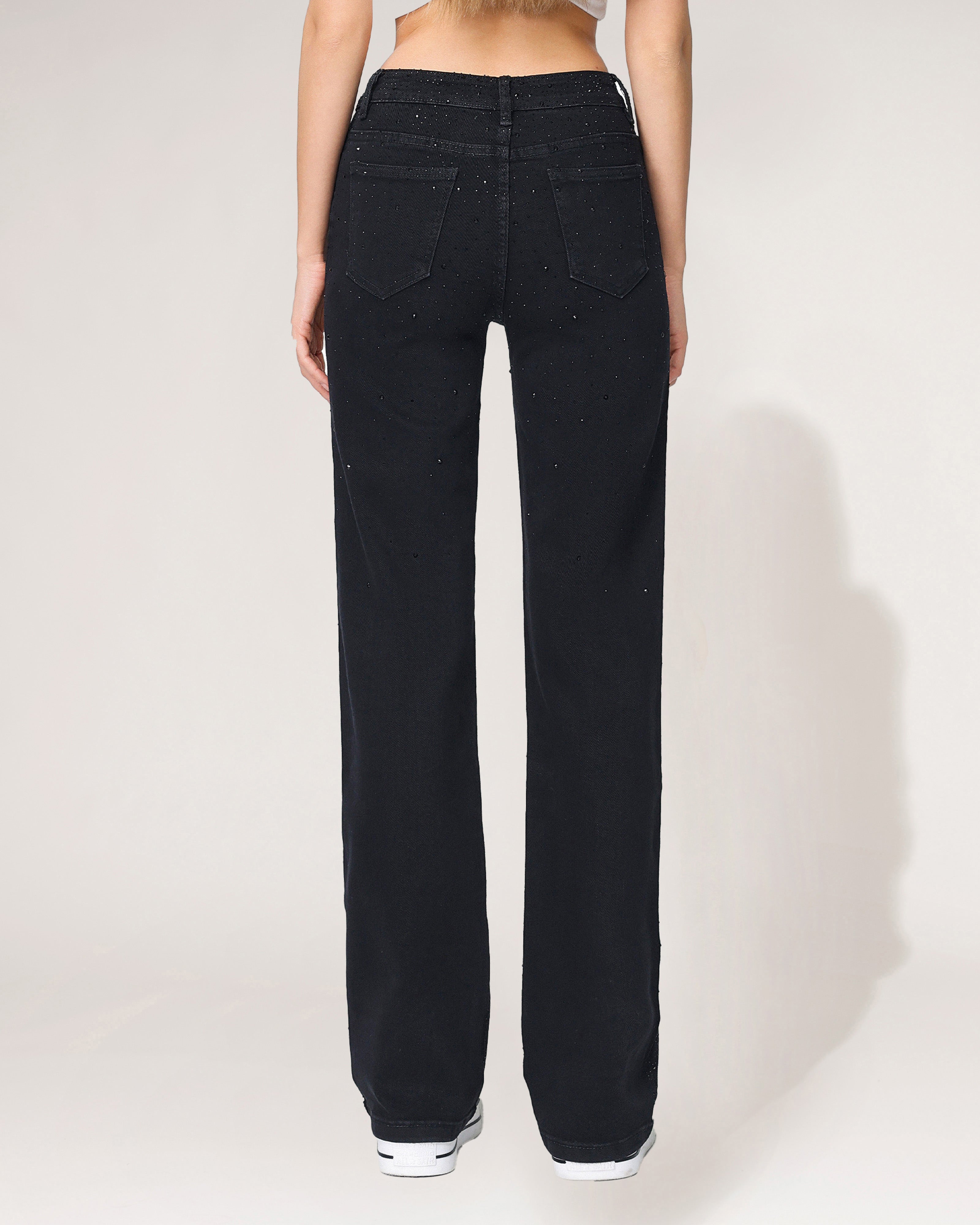 Hello Miss | Wide leg jeans Kella-1 Zwart