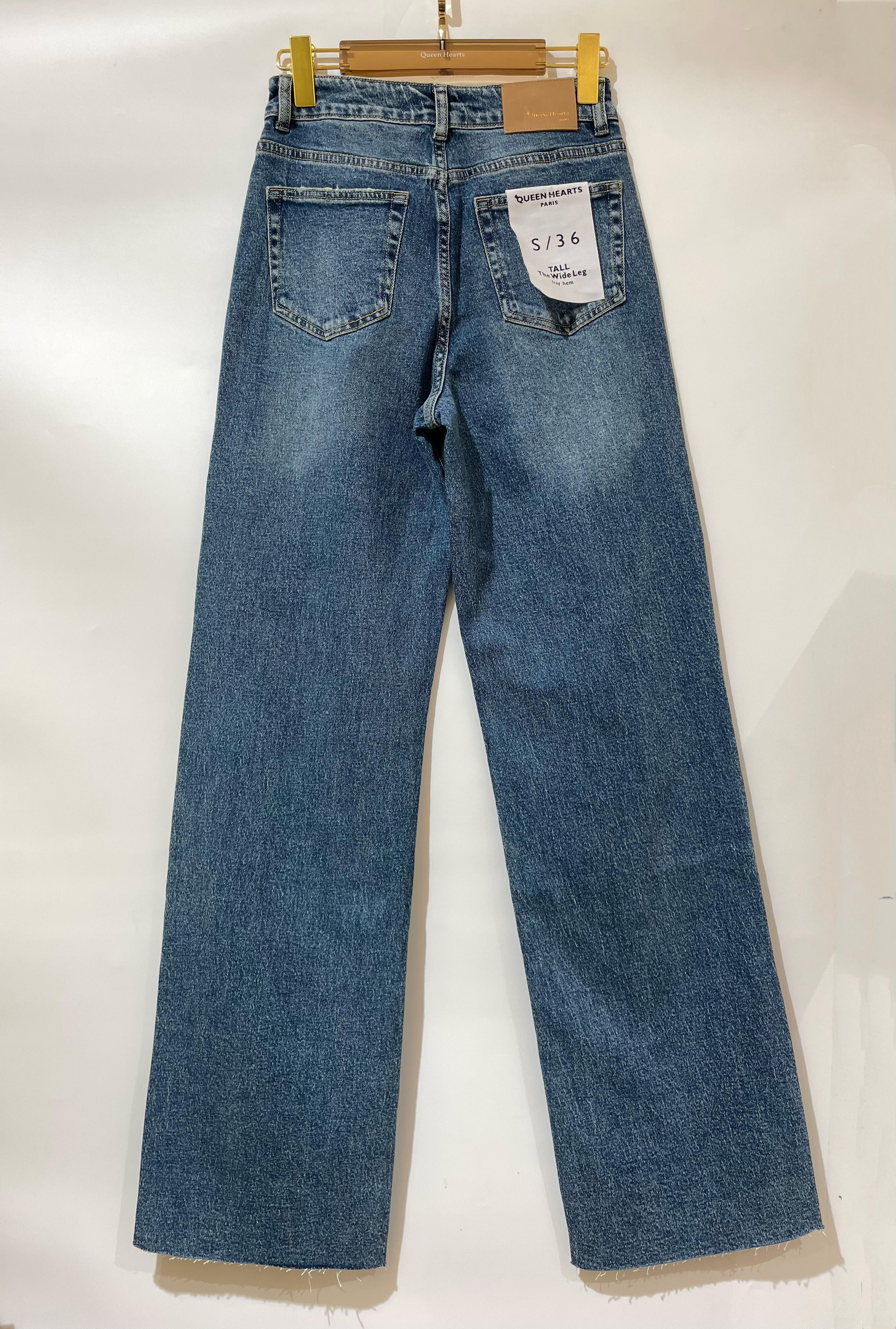 Queen Hearts | Wide leg jeans Nina-21 Donkerblauw