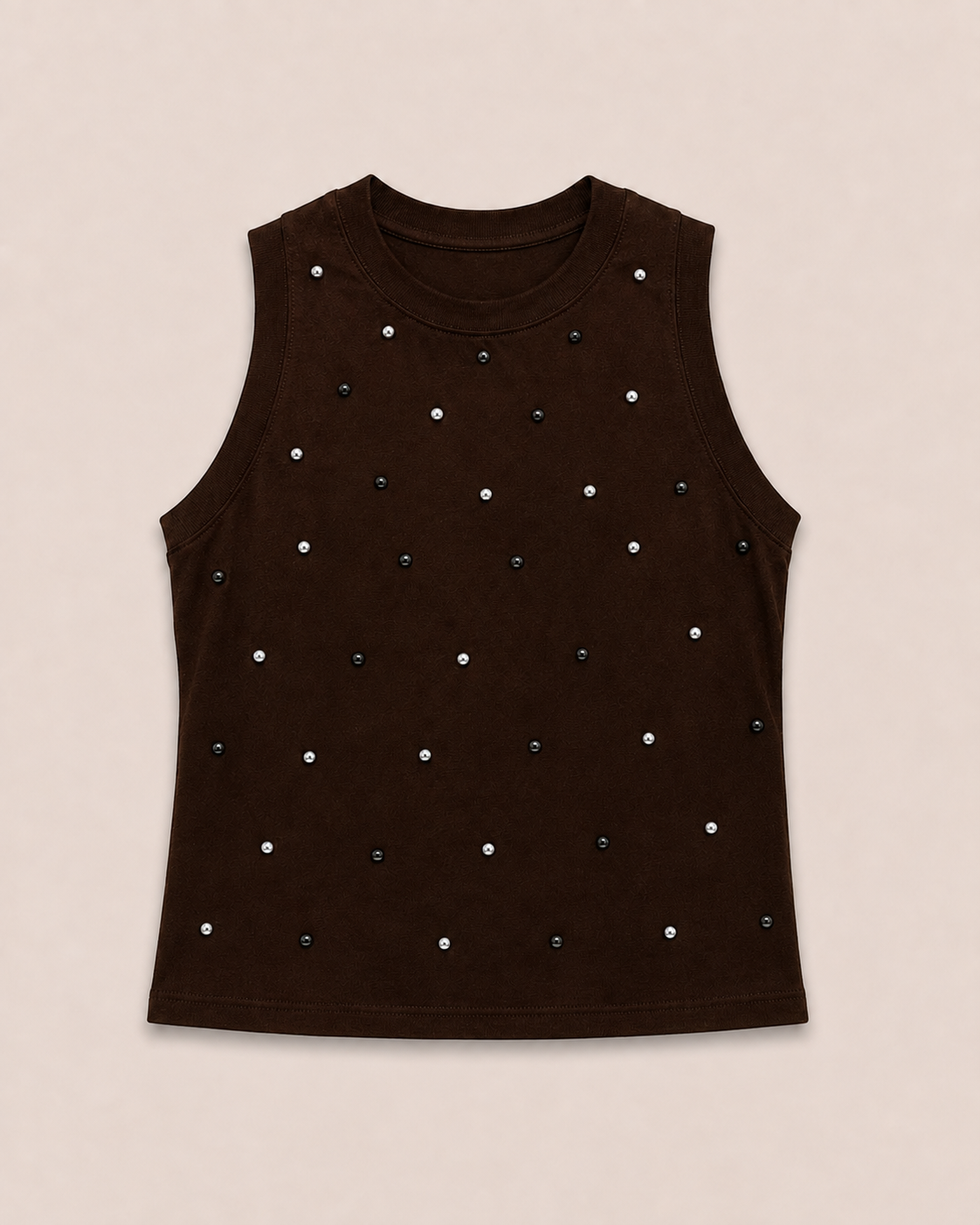 Top met studs Rendey Donkerbruin