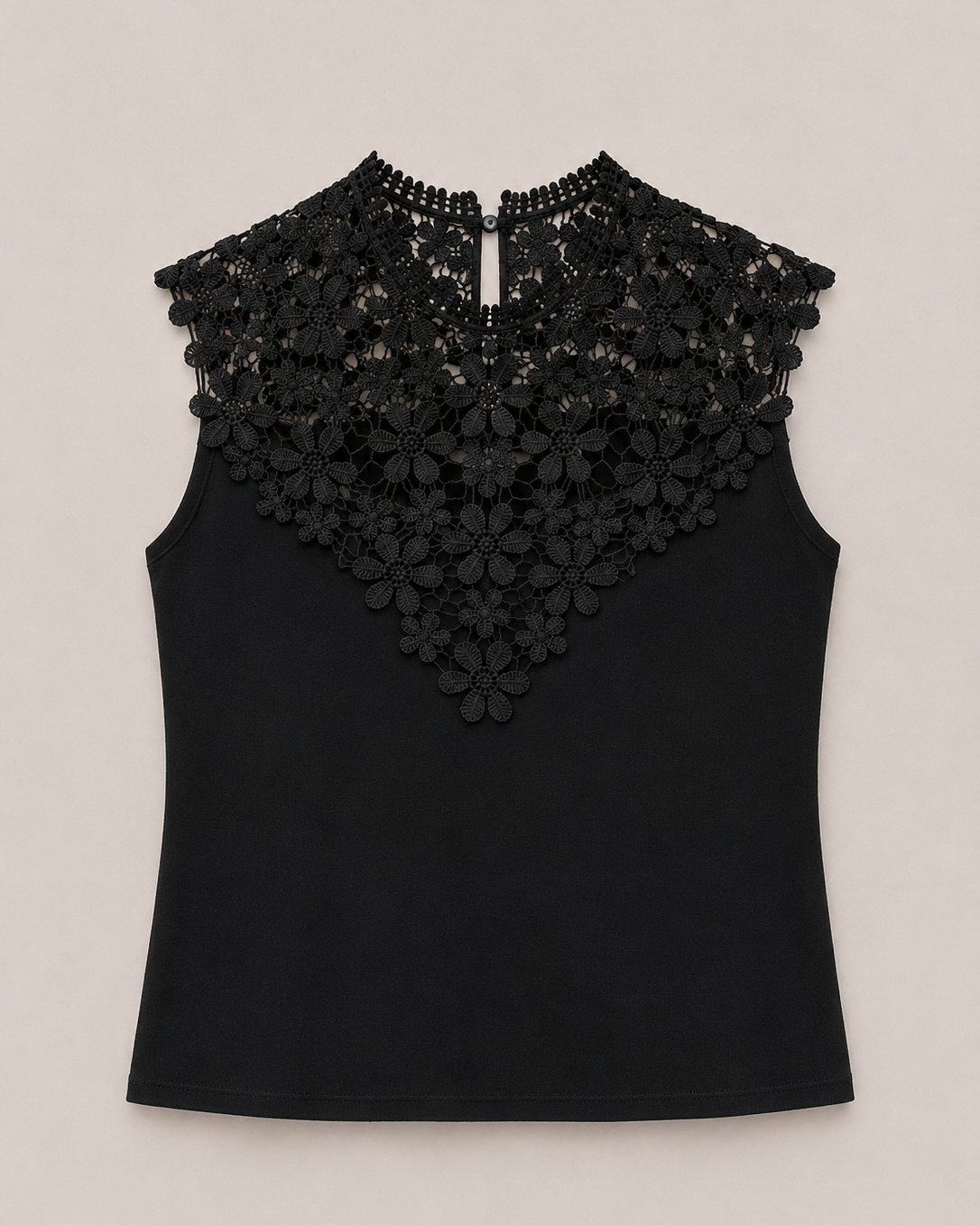 Mouwloze top met bloemen Lovely Zwart