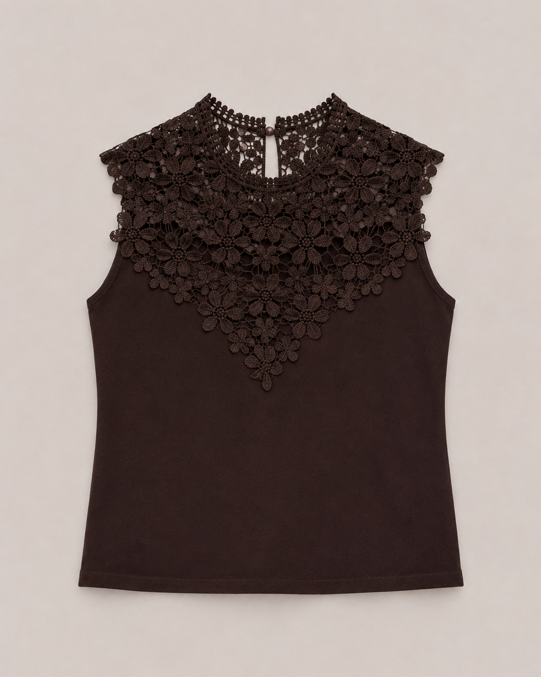Mouwloze top met bloemen Lovely Donkerbruin
