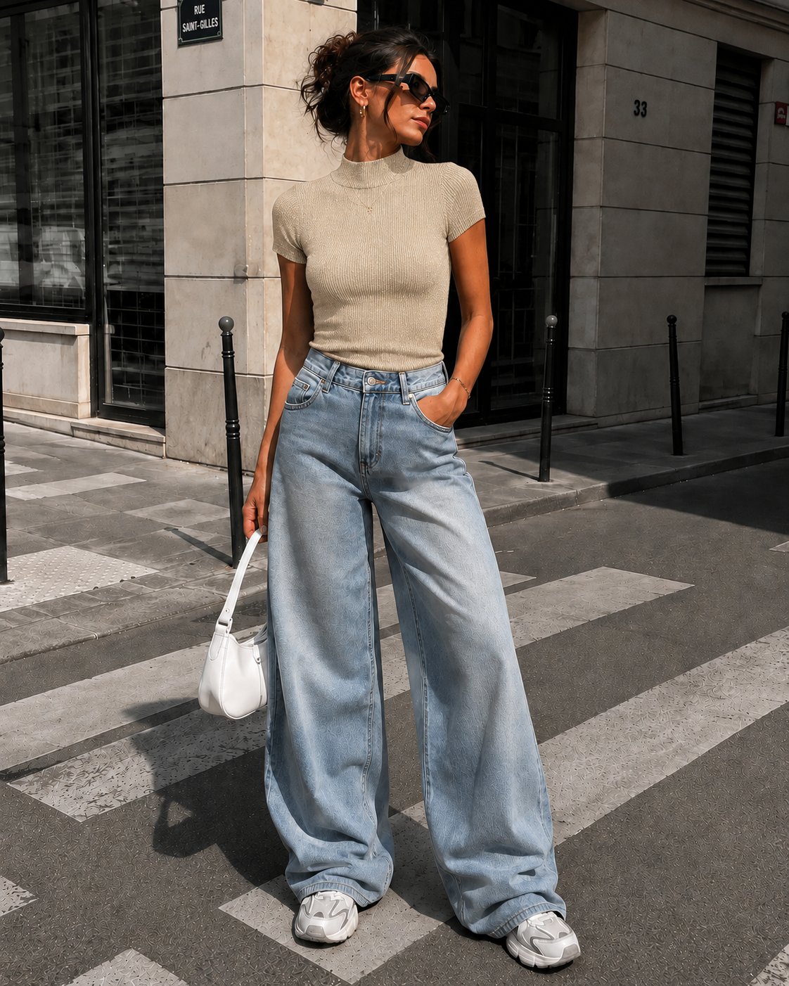 Turtleneck korte mouwen Fenn Beige
