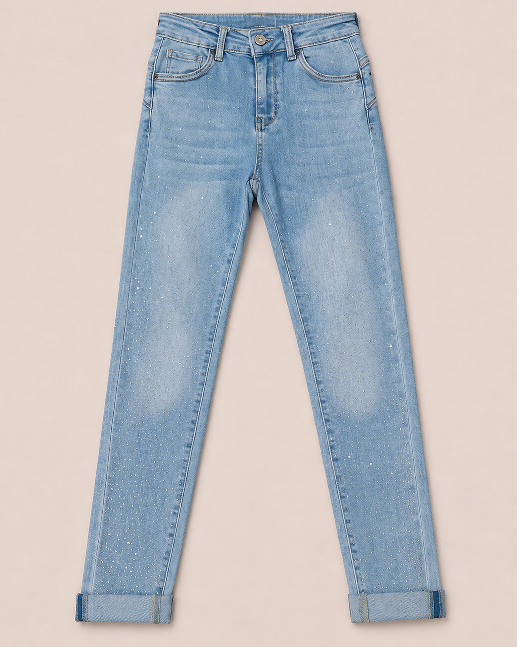 Redseventy | Skinny jeans met strass Silvy-16 Lichtblauw