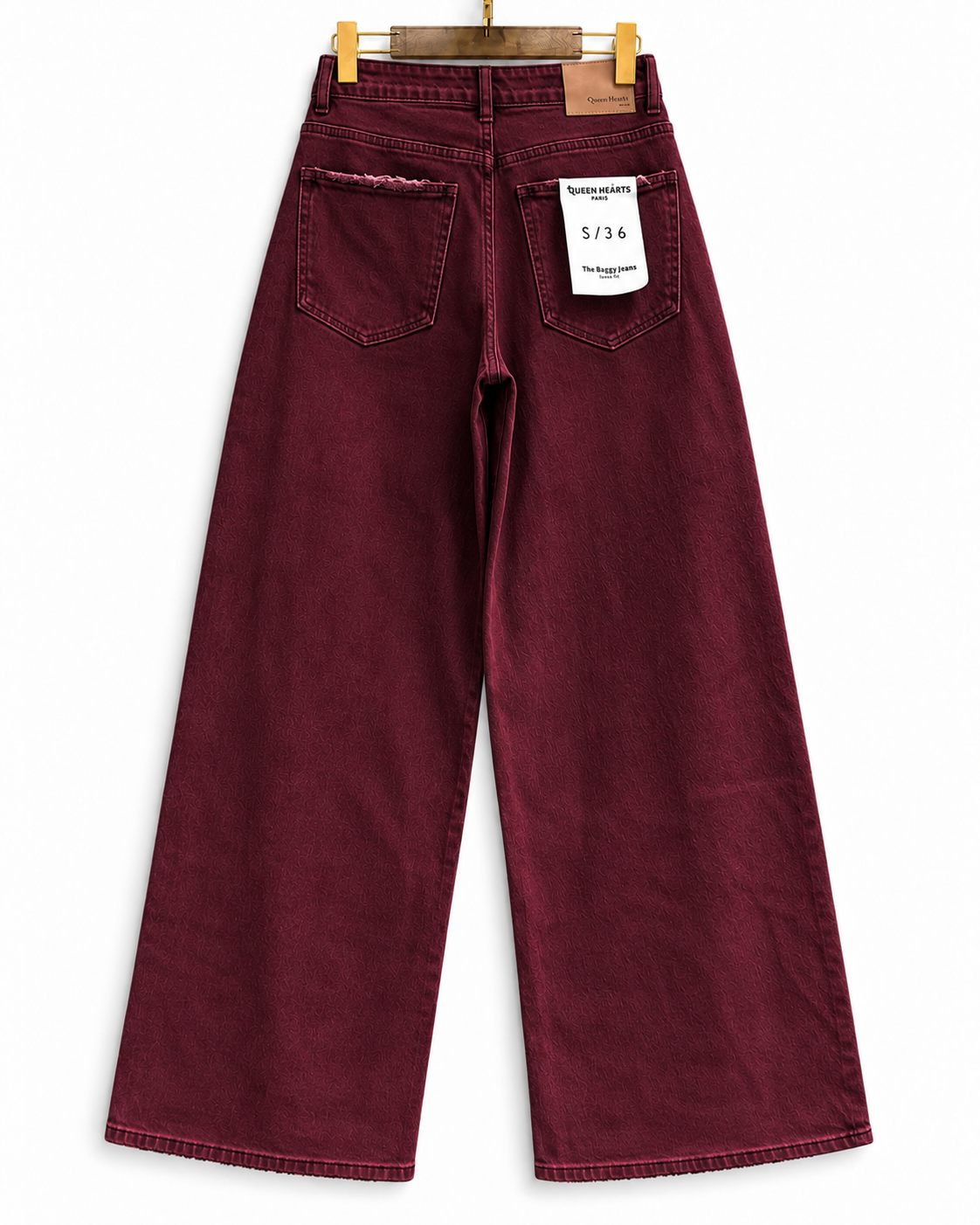 Queen Hearts | Wide leg jeans Nena-3 Bordeaux