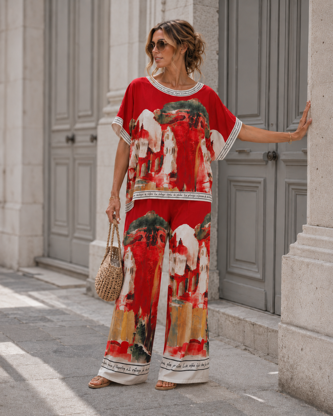 Co-ord set met print Eve Rood