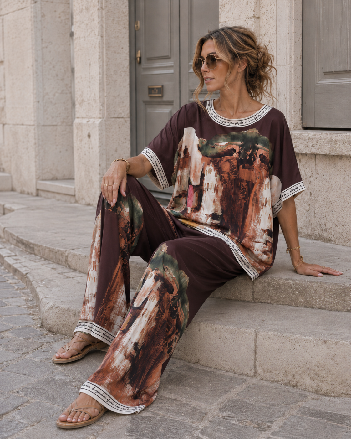 Co-ord set met print Eve Donkerbruin