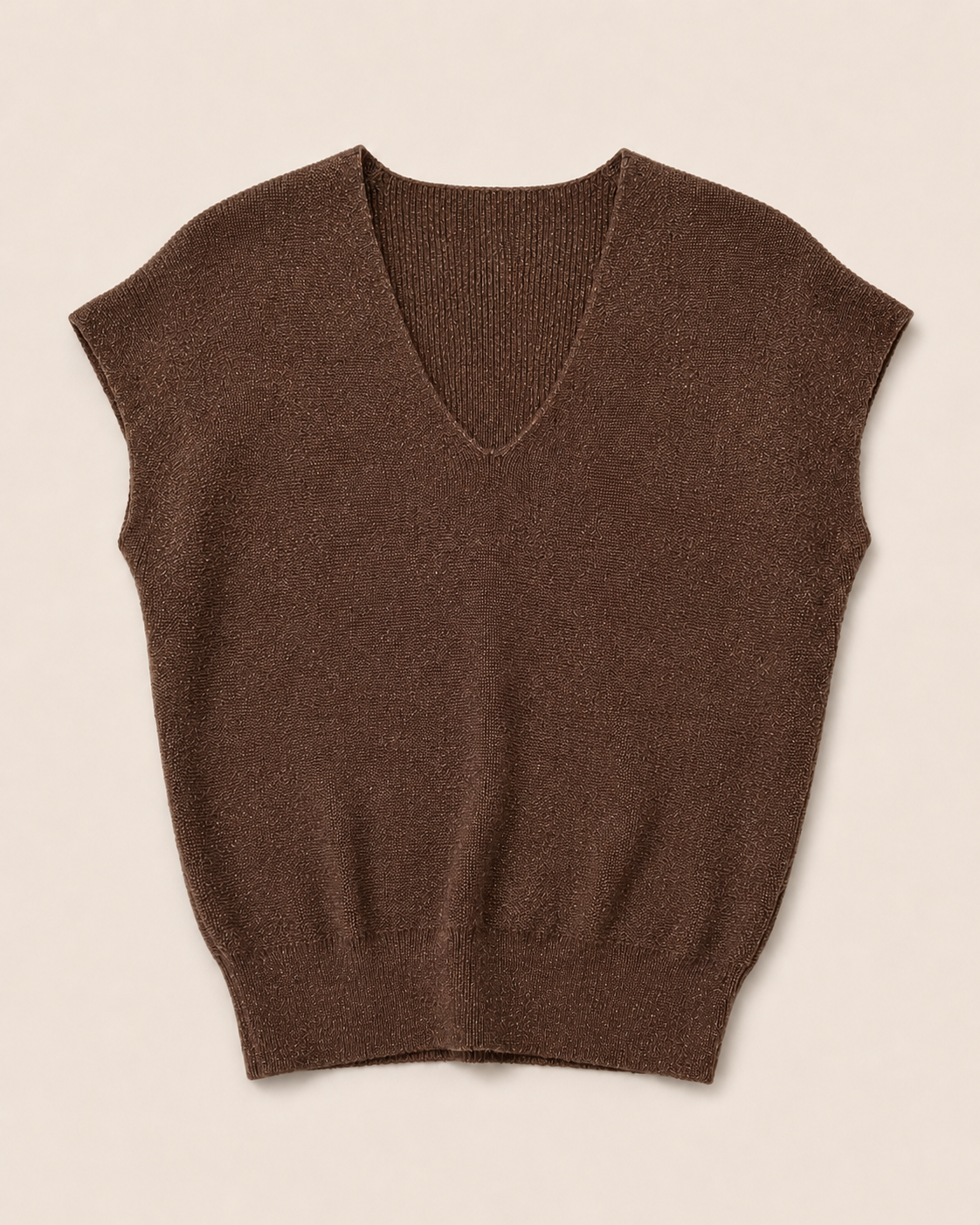 V-hals top met subtiele glitter Reny Donkerbruin