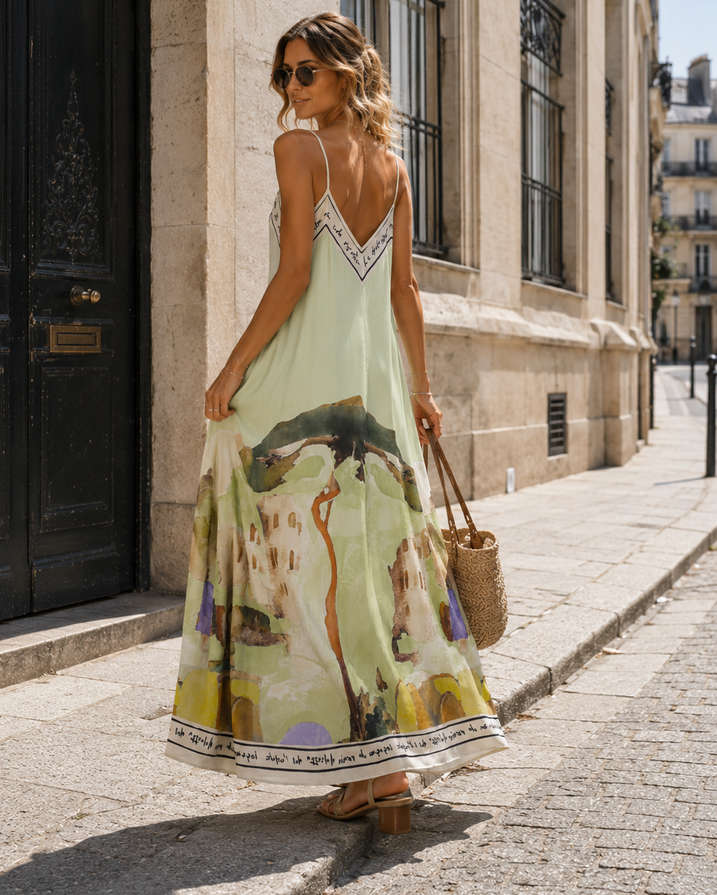 Lange jurk met print Eve Mint