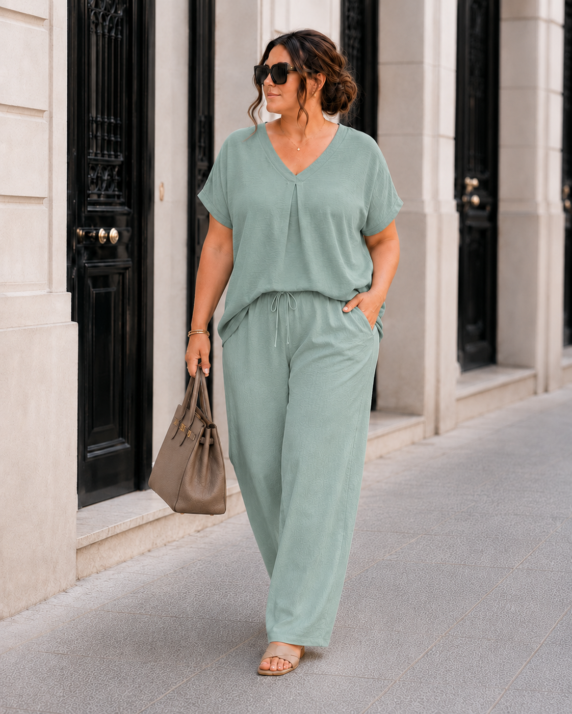 Basic top met V-hals Edith Mint