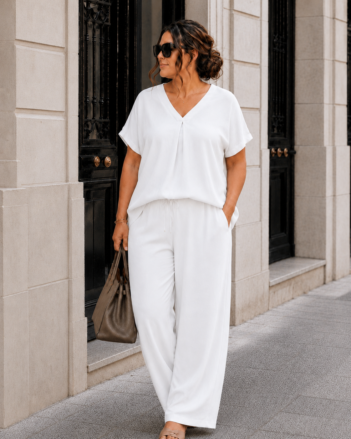 Basic top met V-hals Edith Wit