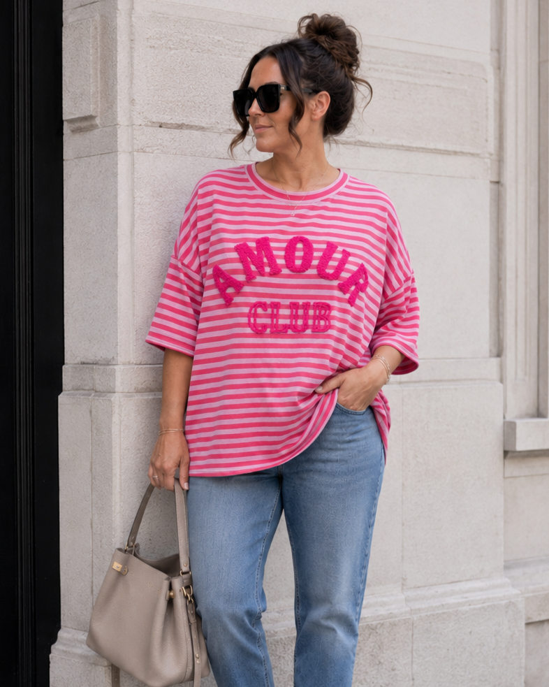 Gestreepte top Amour Jill Fuchsia