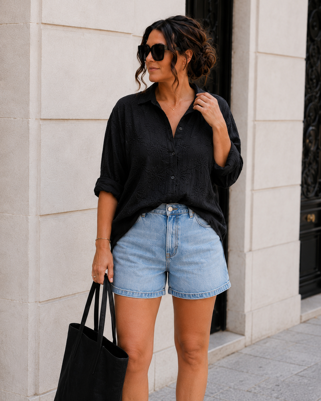 Blouse met bloemenmotief Fiev Zwart