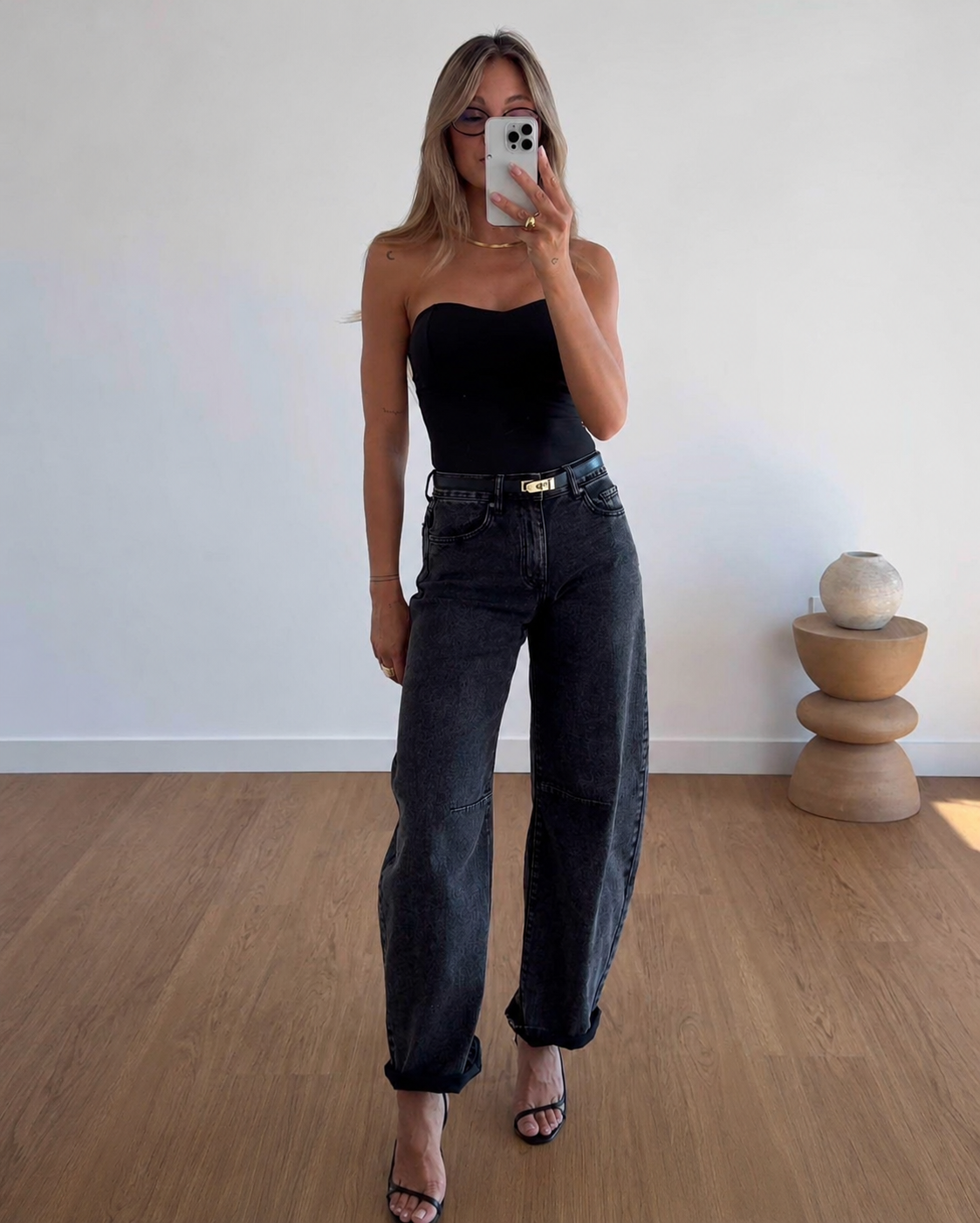Queen Hearts | Barrel jeans Kyra-6 Zwart