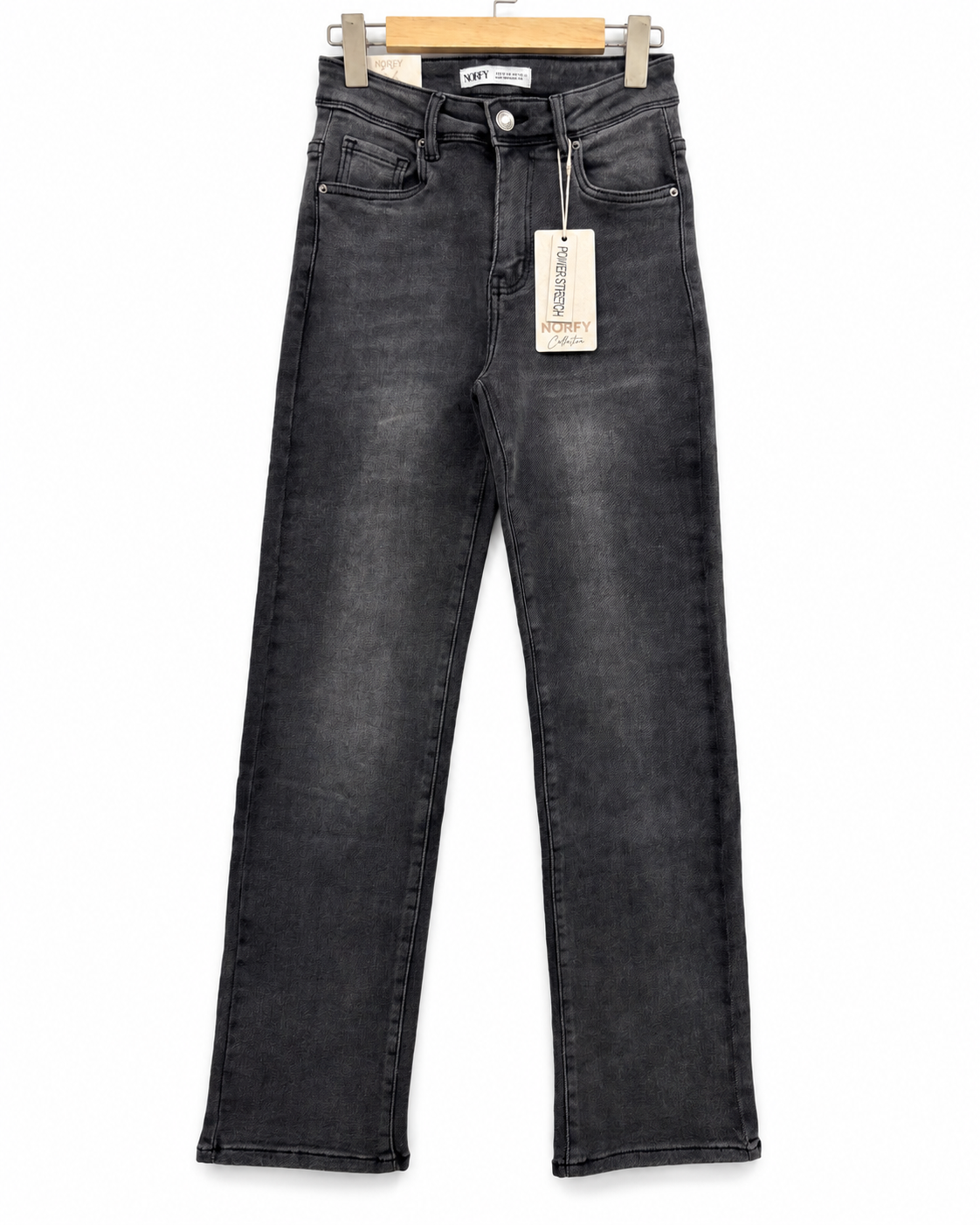 Norfy | Straight jeans power stretch Cindy Donkergrijs