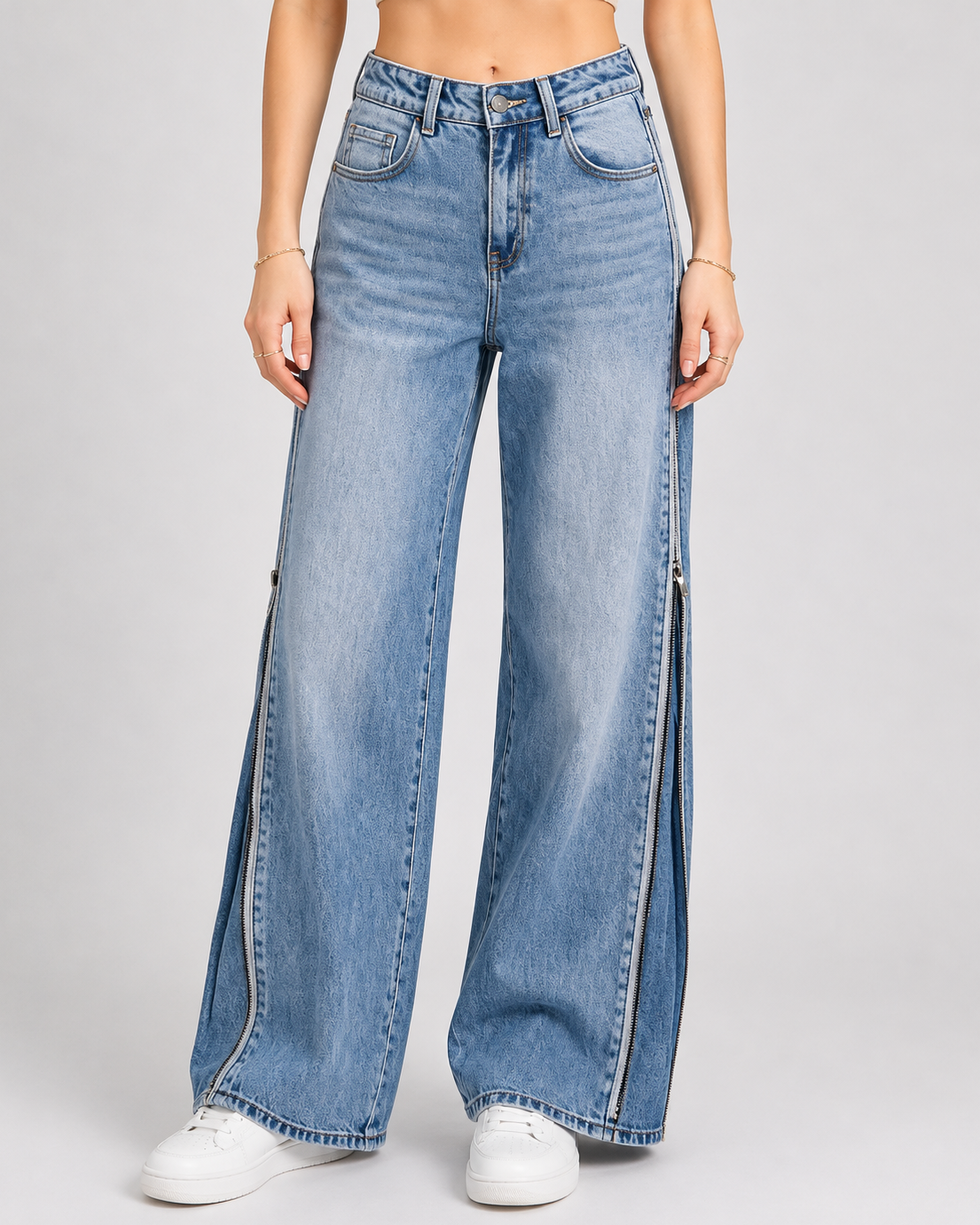 Laulia | Palazzo jeans met ritsen Livia Blauw