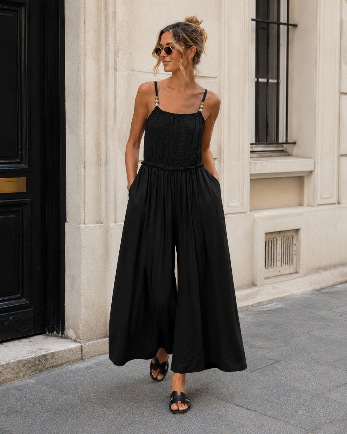 Jumpsuit met kralen Tisha Zwart