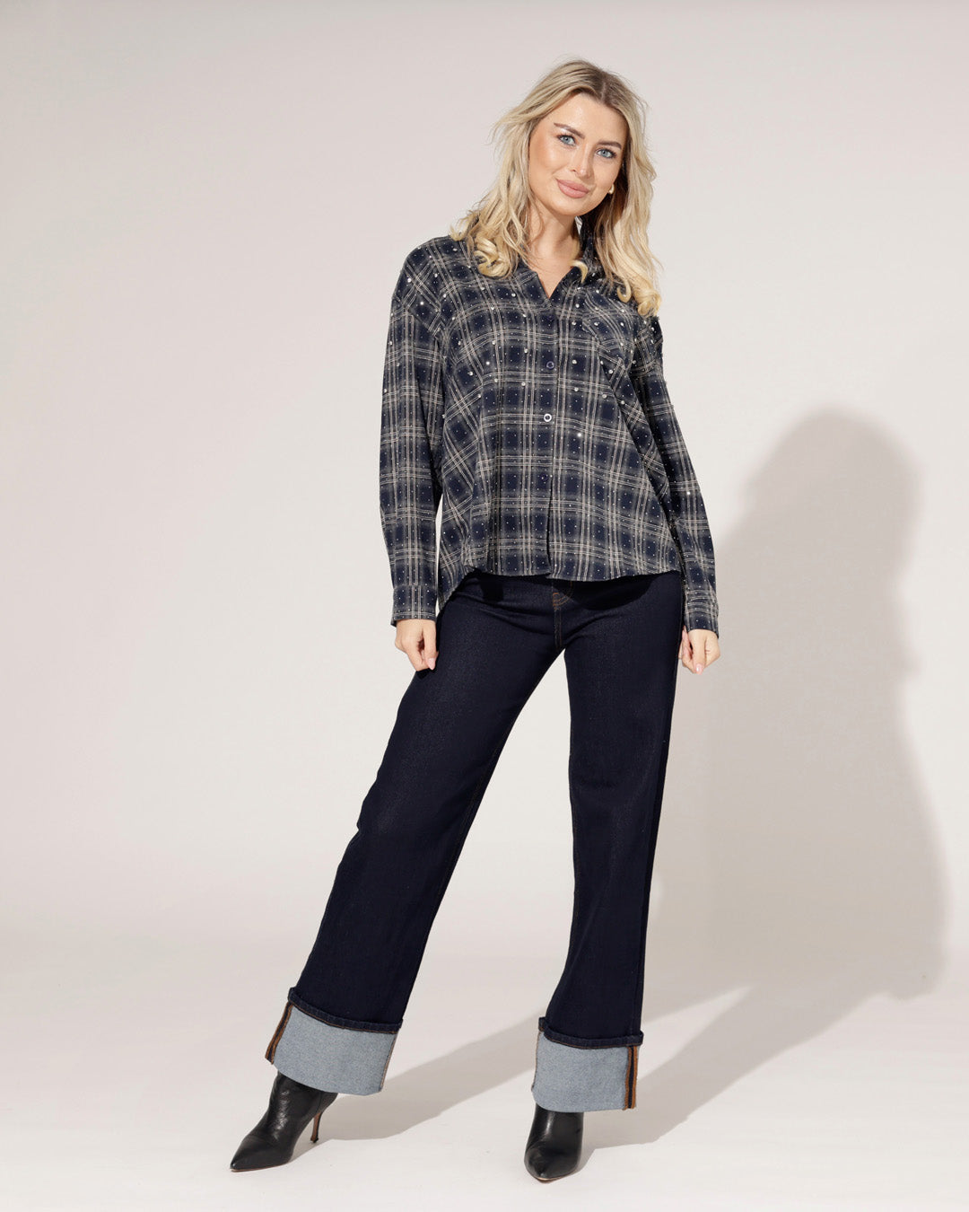 Goodies | Wide leg jeans Betty Donkerblauw