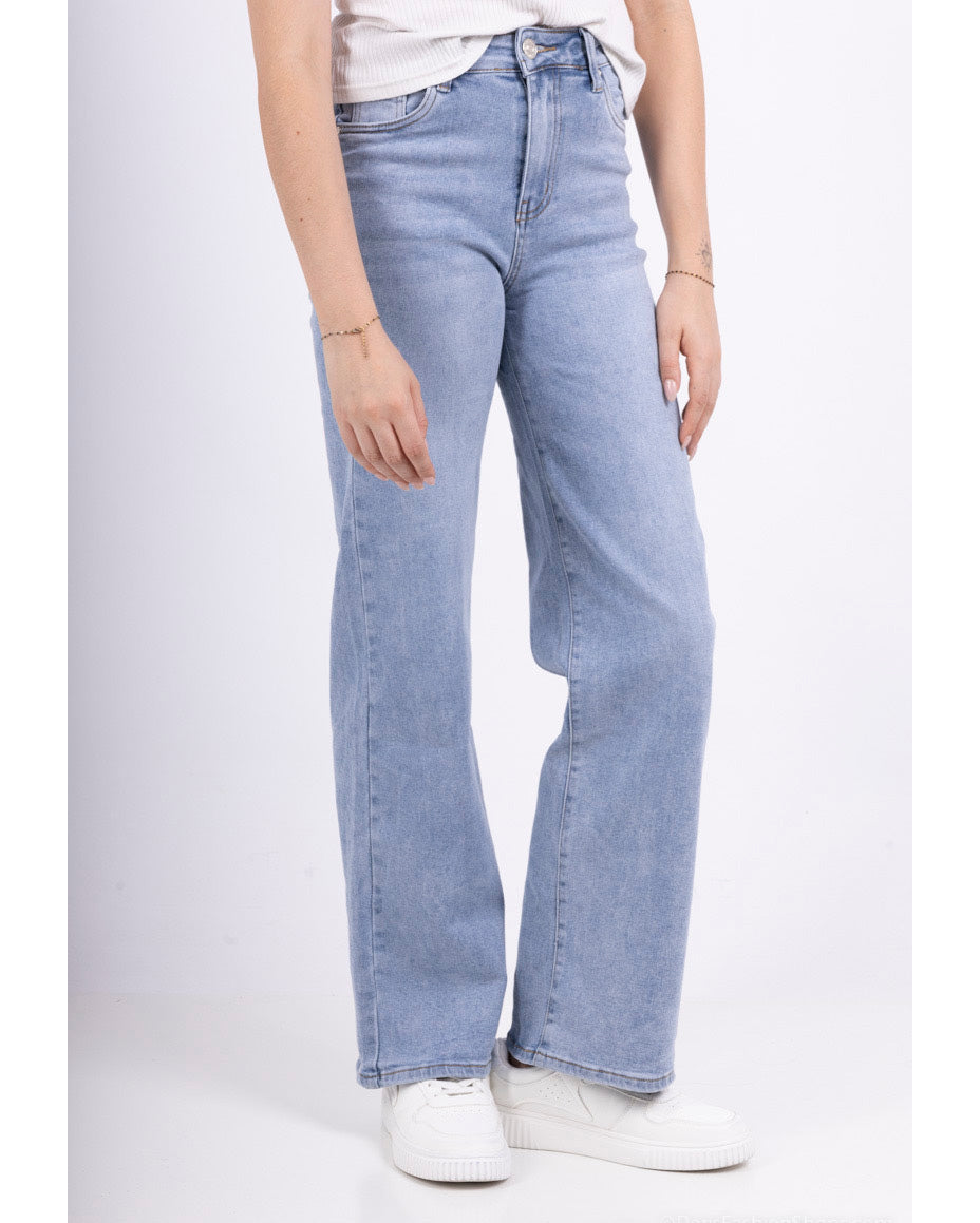 Trendy wide leg jeans dames lichtblauw plus size Goodies - zijkant 2
