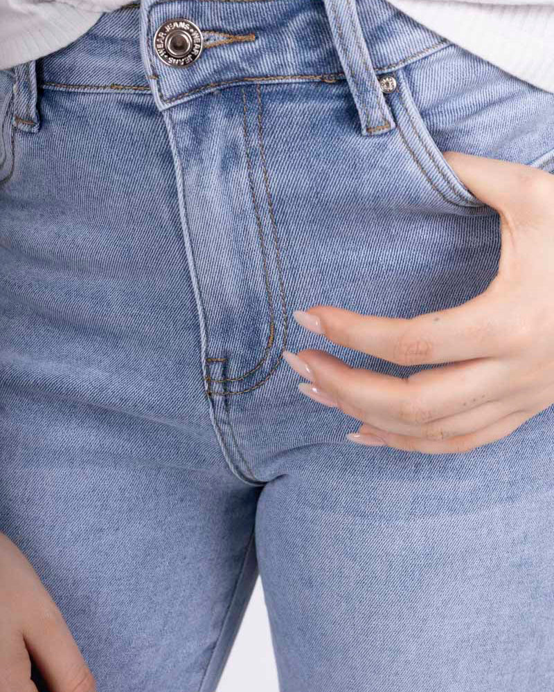 Trendy wide leg jeans dames lichtblauw plus size Goodies - detail plus