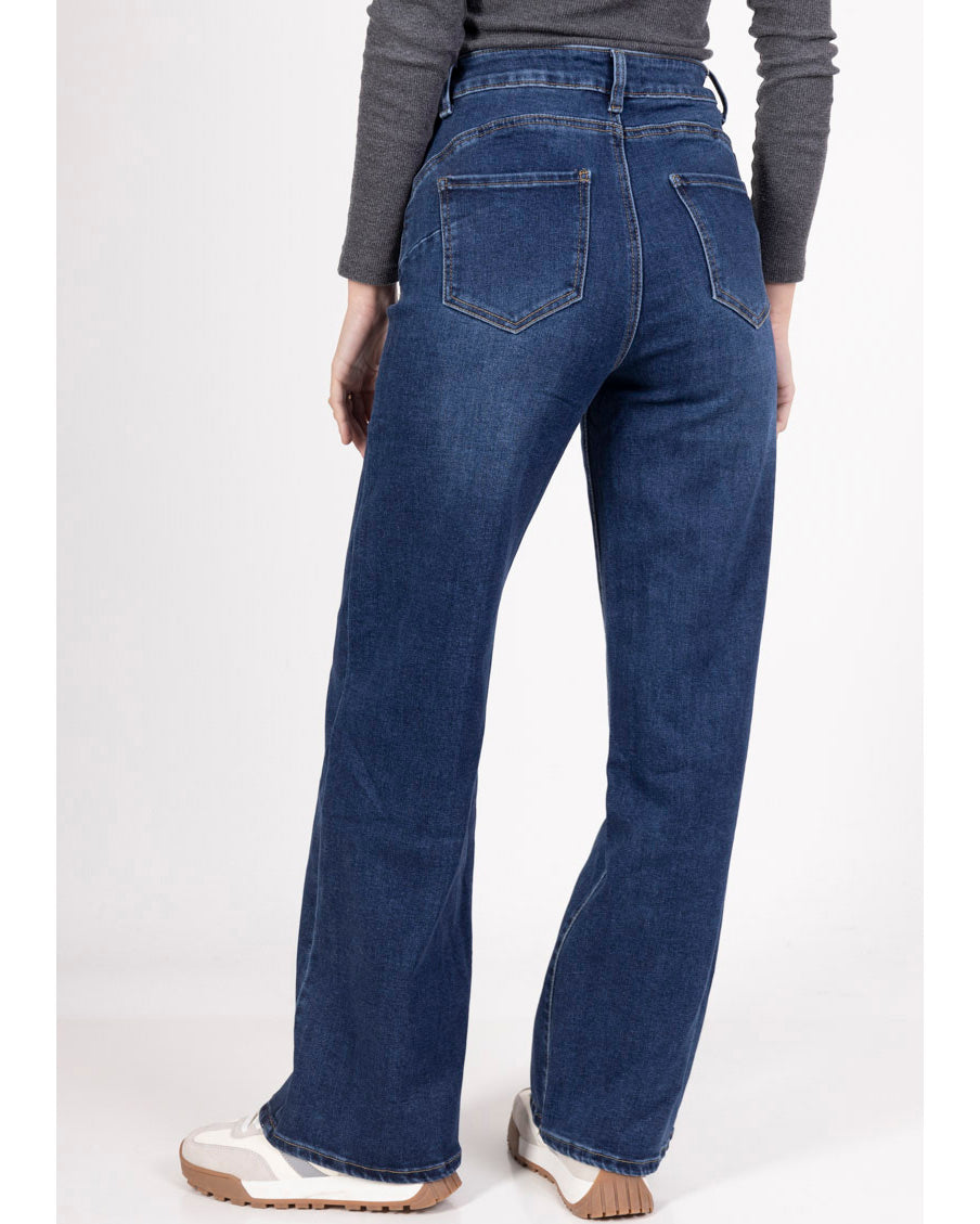 Goodies wide leg jeans dames donkerblauw voorkant - achterkant