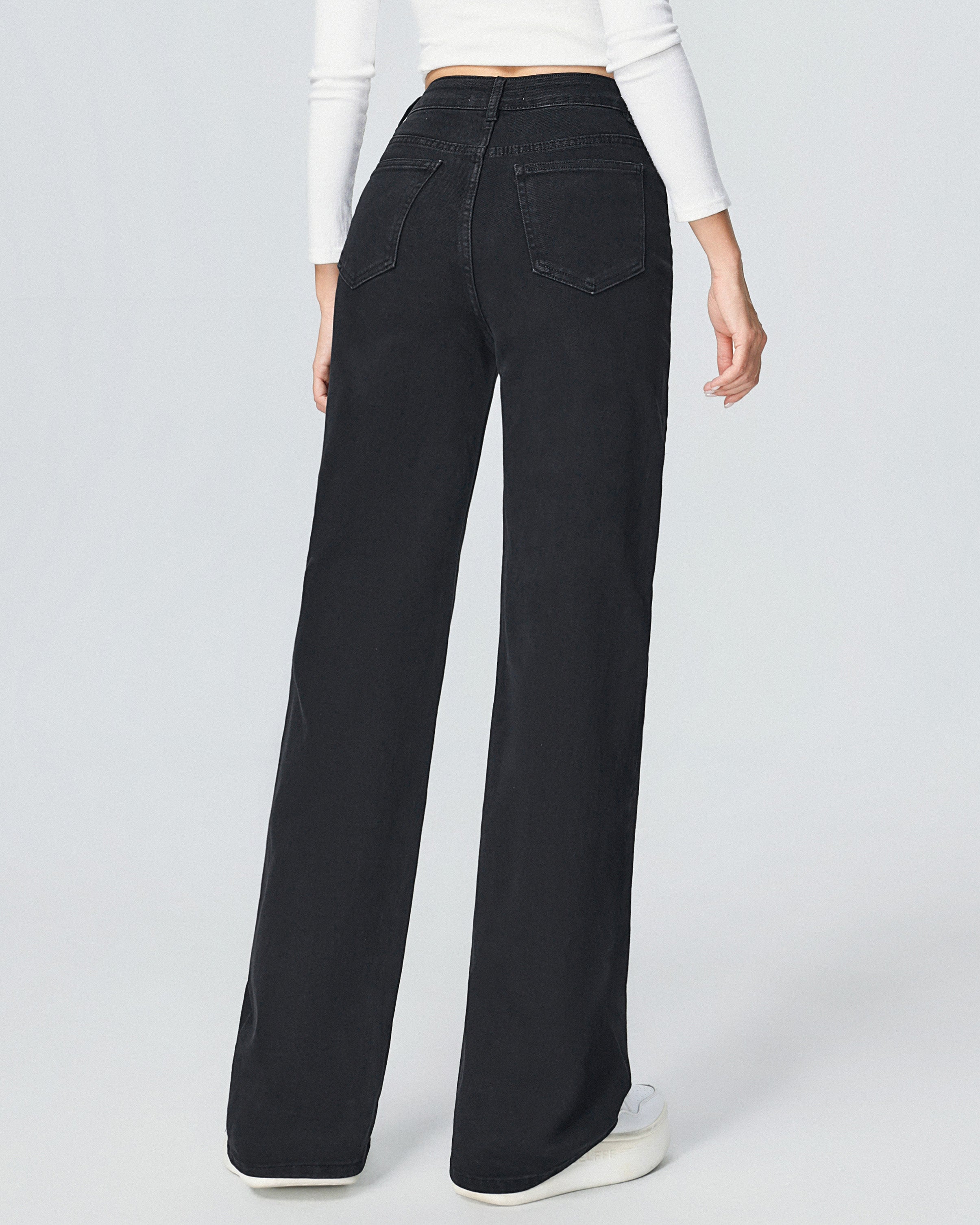 Wide leg jeans zwart super stretch maat 38 tot 48 - achterkant