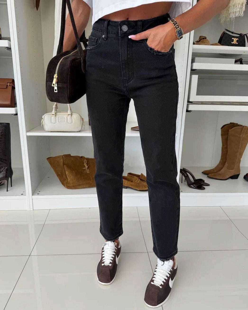 Queen Hearts | Mom jeans Rosie-15 Zwart