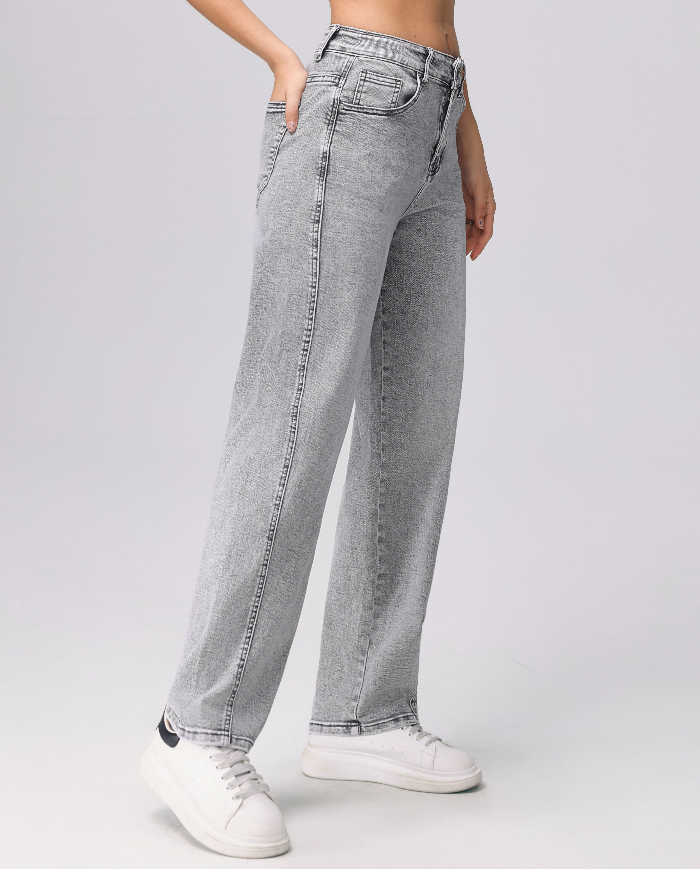 Hello Miss | Barrel jeans Lieq-5 Grijs