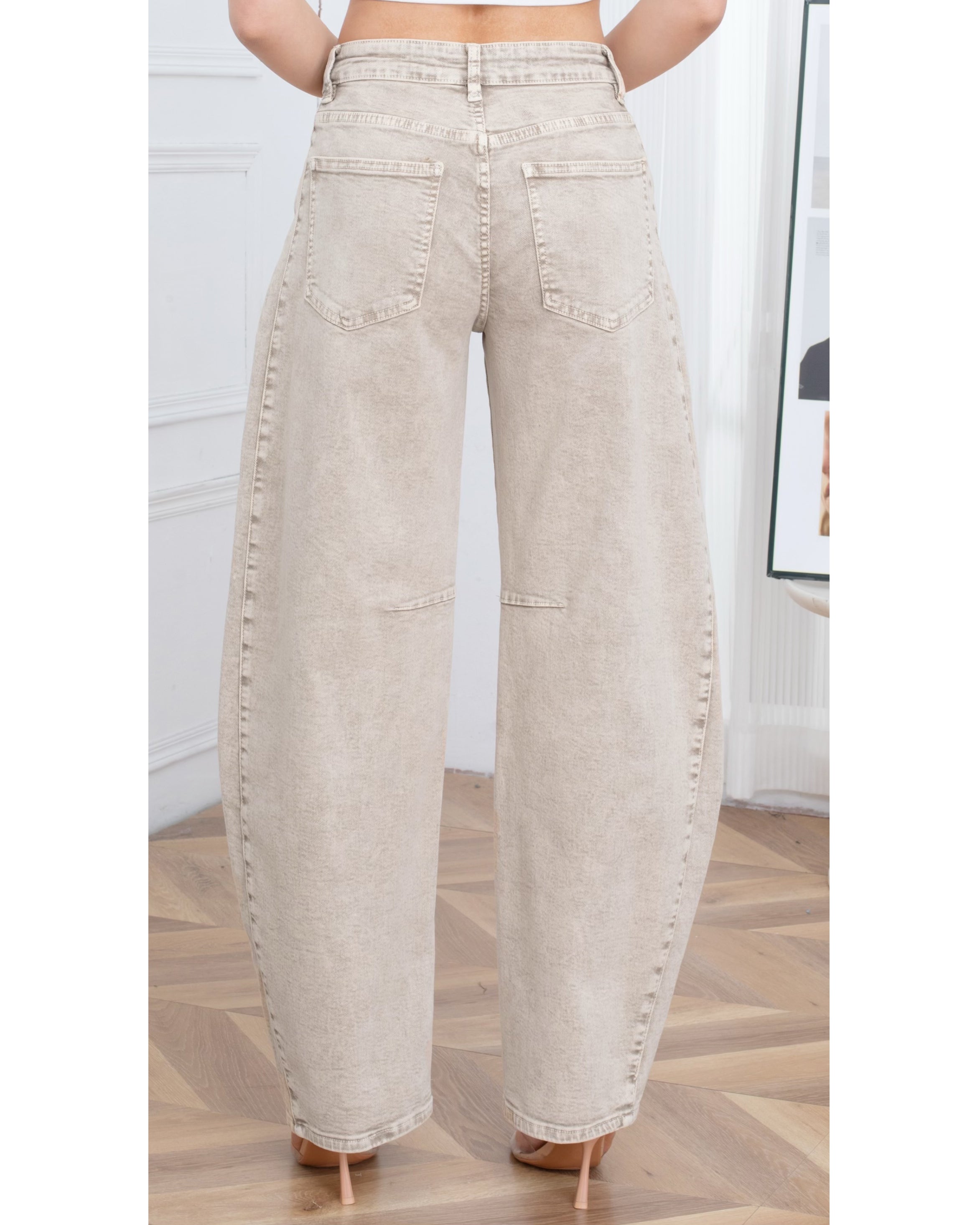 Laulia | Barrel jeans Sena-5 Taupe
