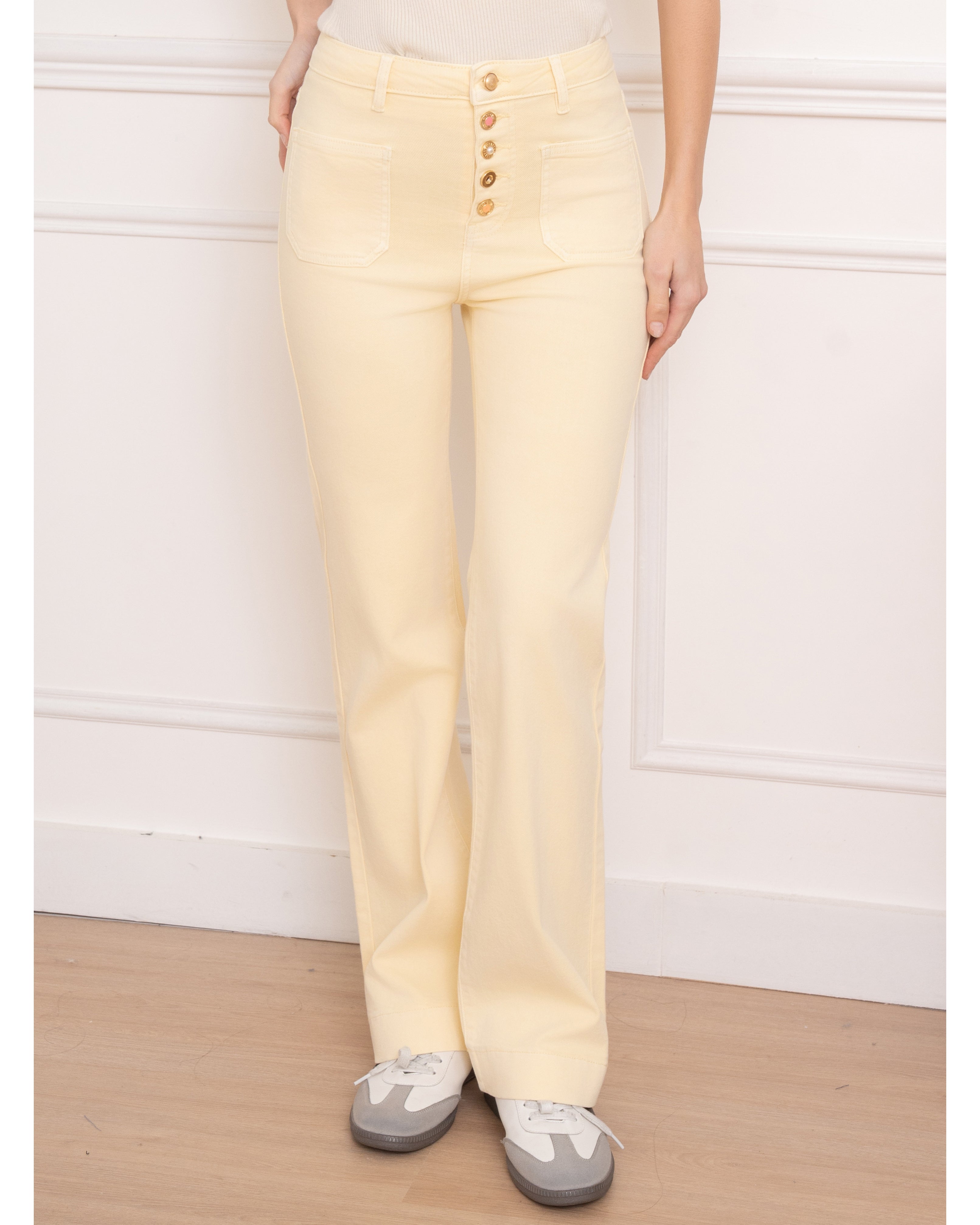 Folyrose | Wide leg jeans Mika-W Geel