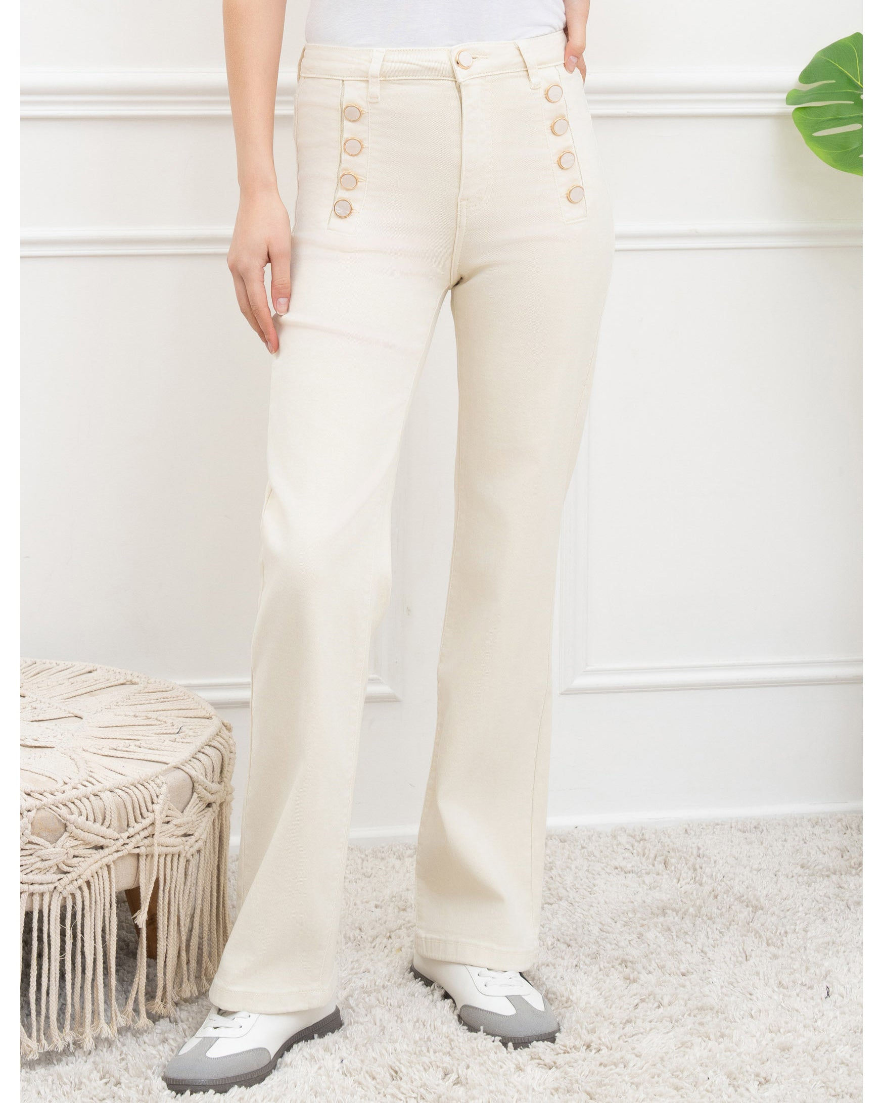 Folyrose | Wide leg jeans Coco-C Beige
