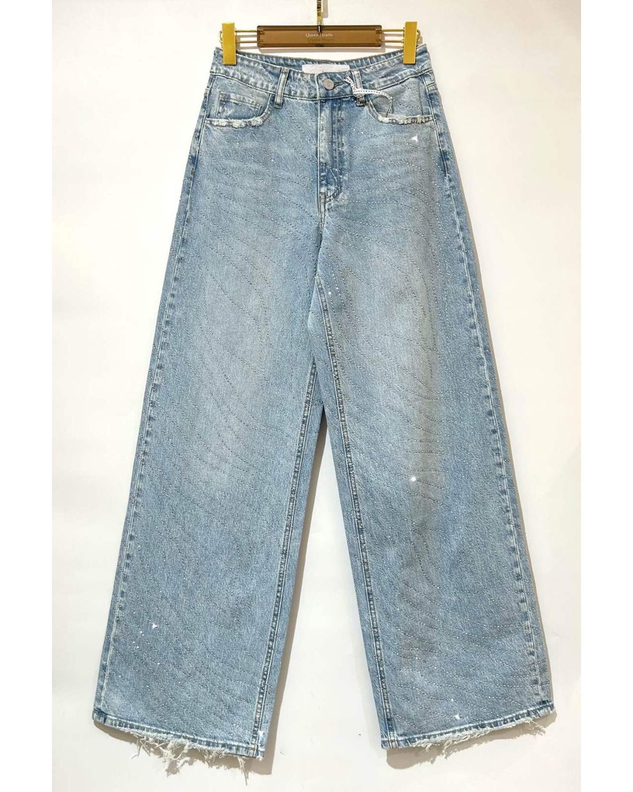 Queen Hearts | Wide leg jeans strass Lore Blauw