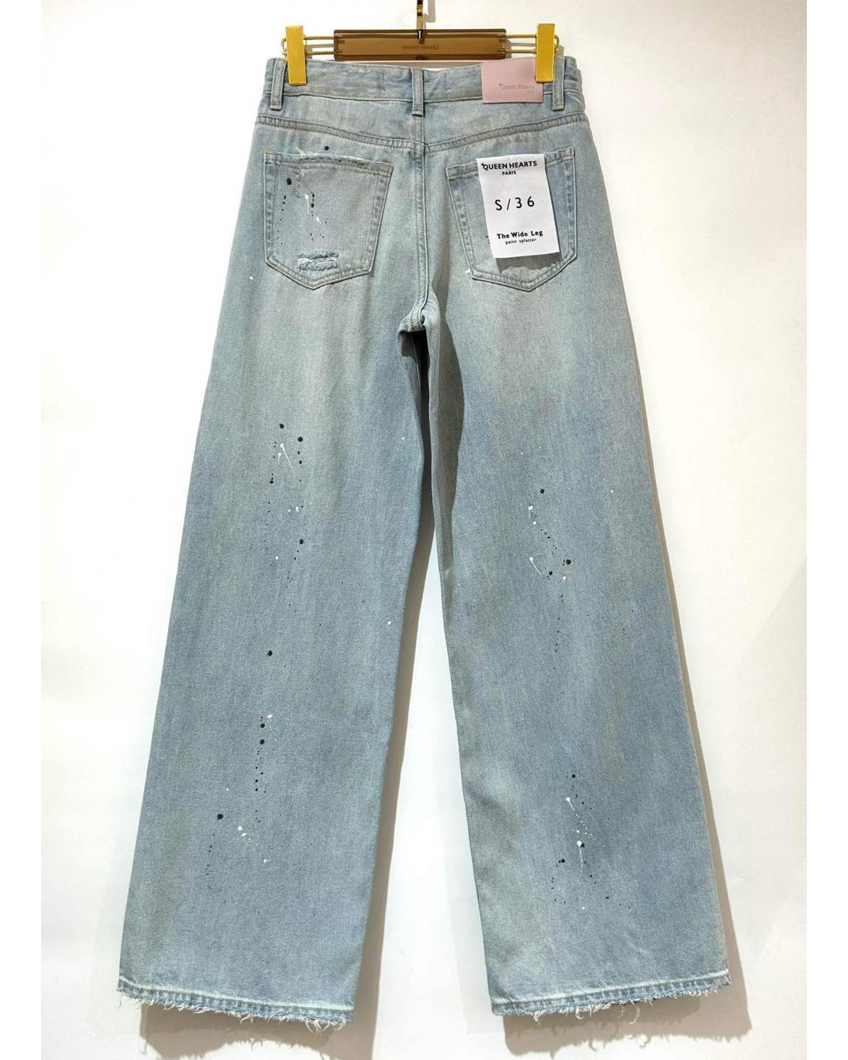 Queen Hearts | Wide leg jeans paint splatter Mich Blauw