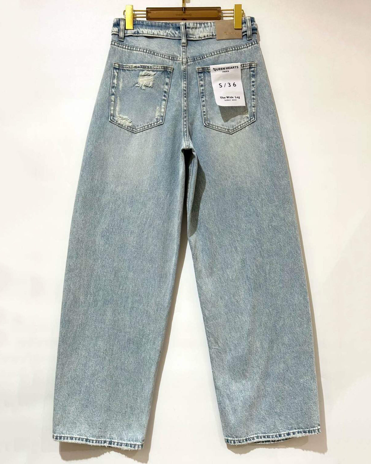Queen Hearts | Baggy wide leg jeans met omslag Deb Lichtblauw