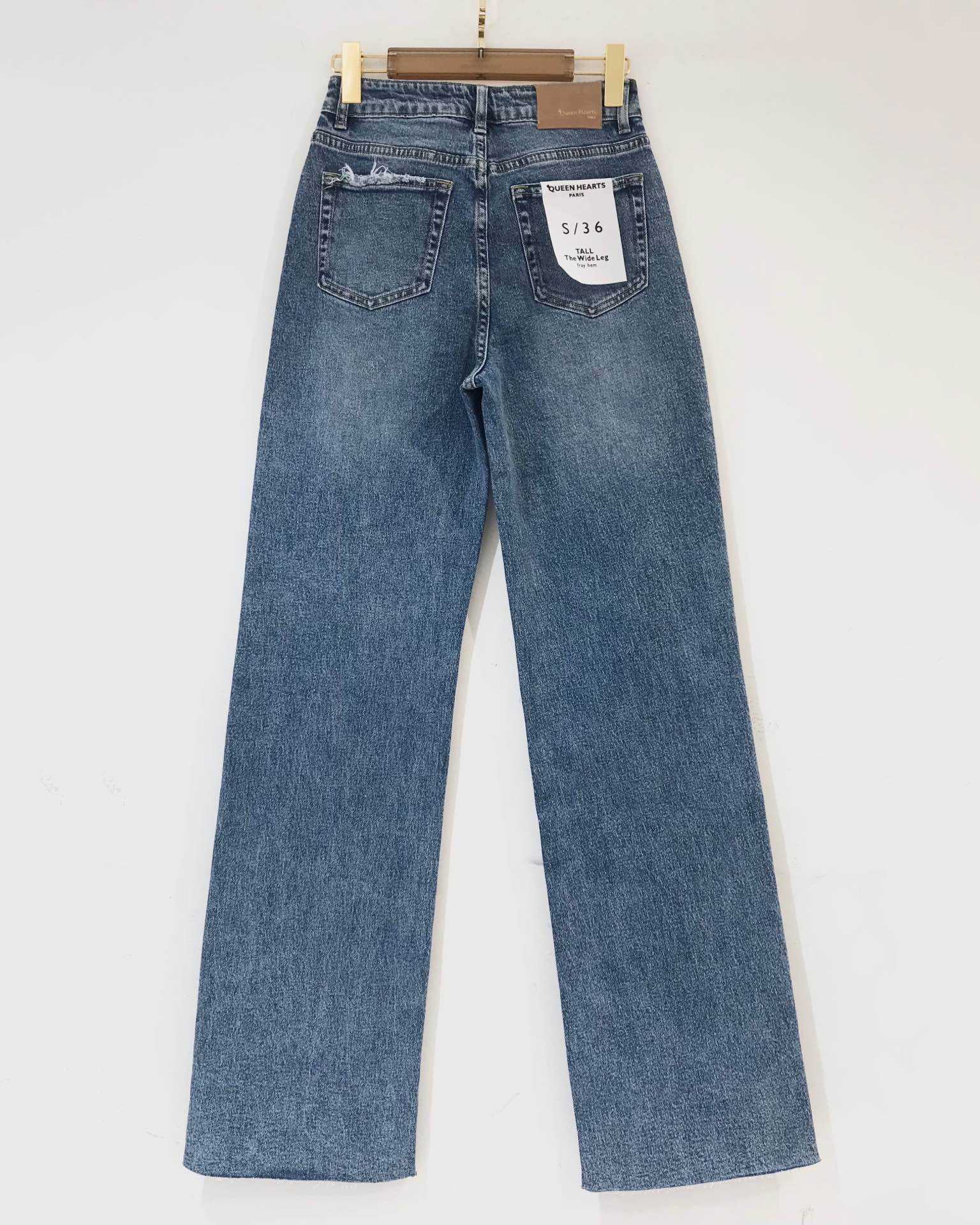 Queen Hearts | Wide leg jeans Nina-9 Donkerblauw