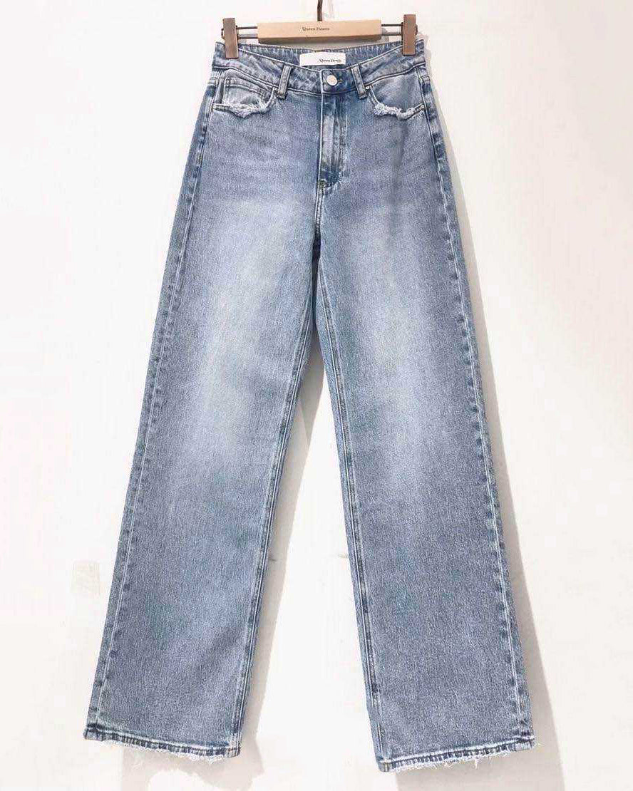 Queen Hearts | Wide leg jeans Pien Blauw