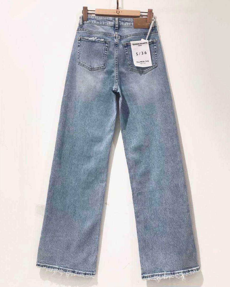 Queen Hearts | Wide leg jeans Pien Blauw