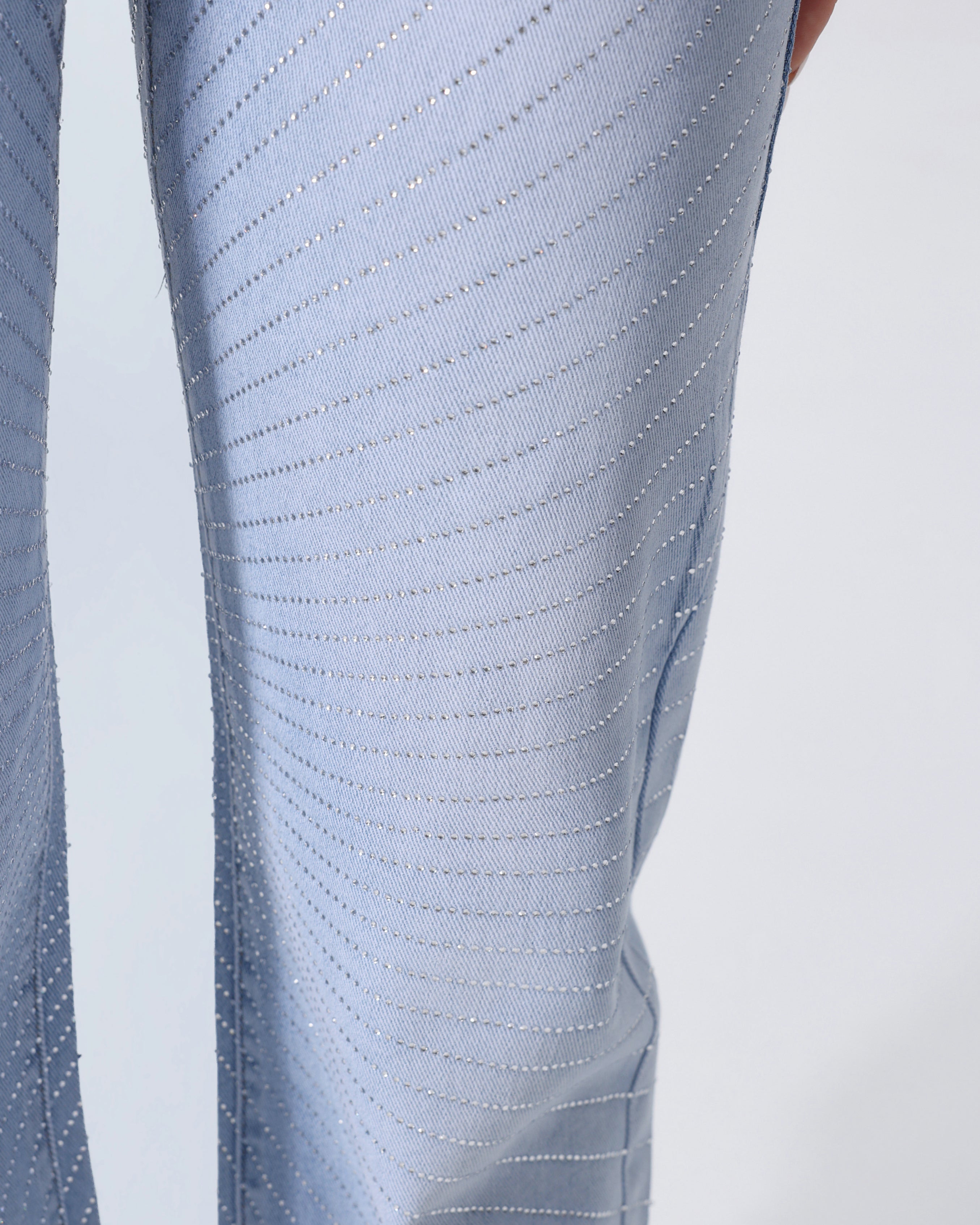Hello Miss | Wide leg jeans strass Suzey Lichtblauw