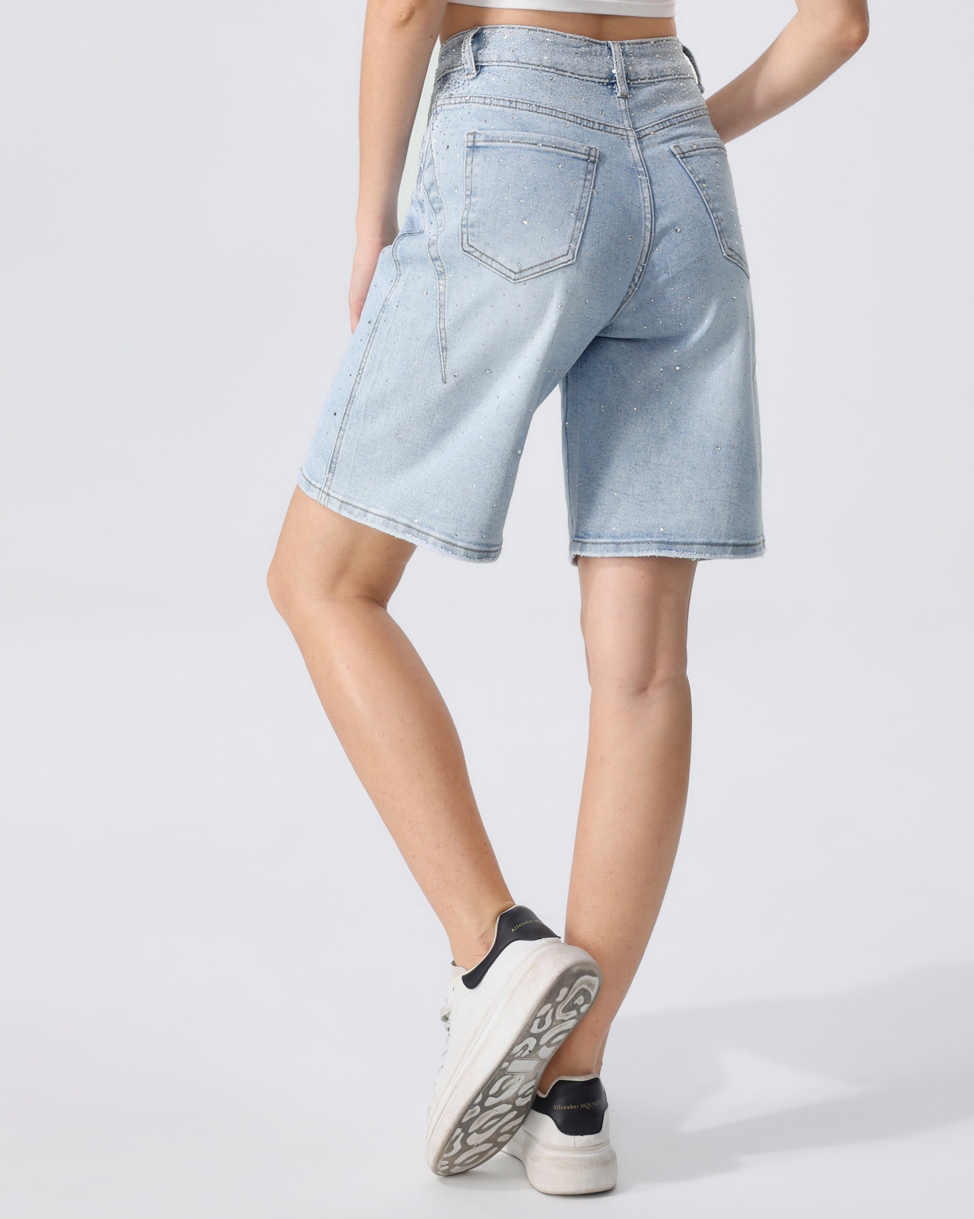 Hello Miss | Bermuda met stras Mel Blauw