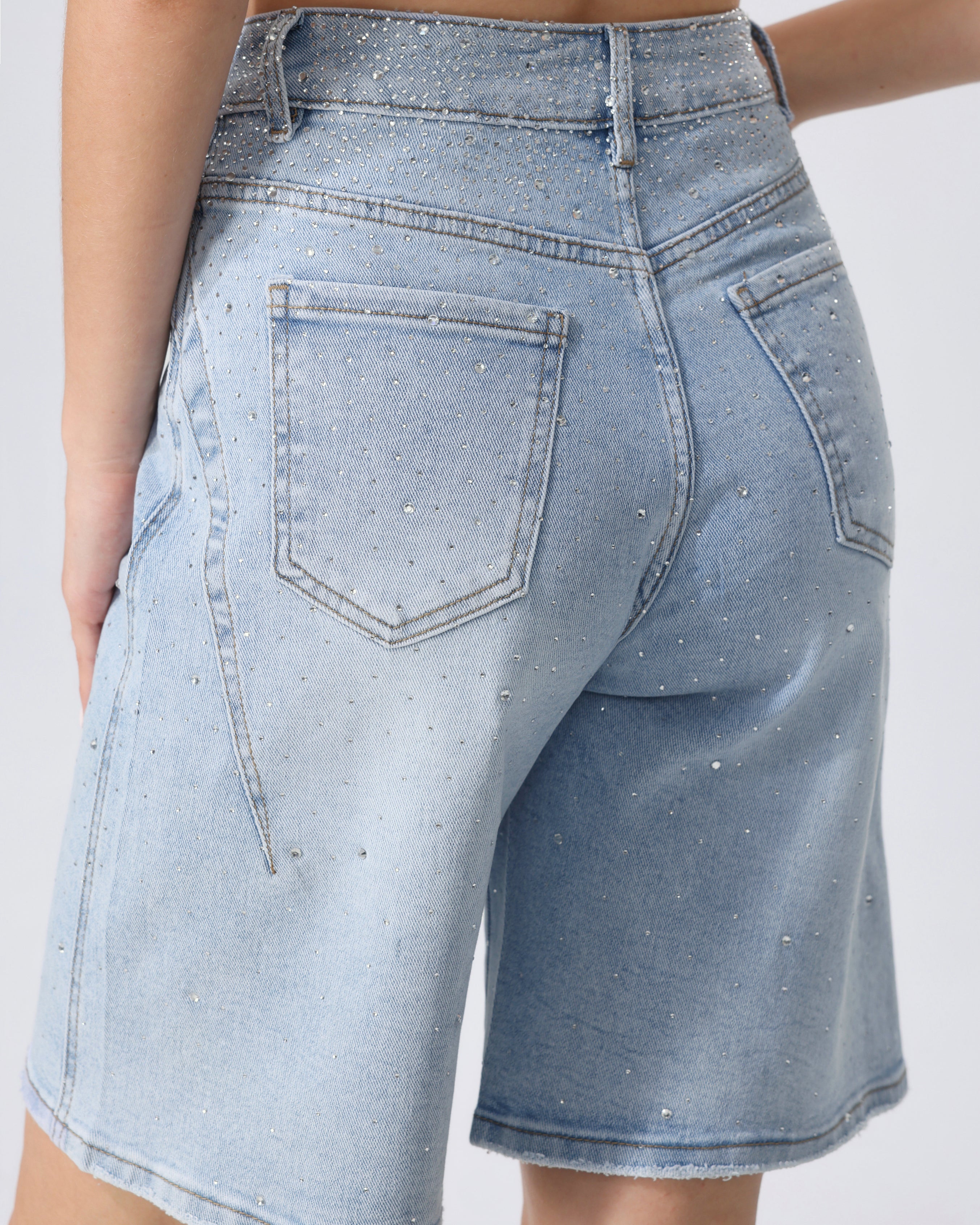 Hello Miss | Bermuda met stras Mel Blauw