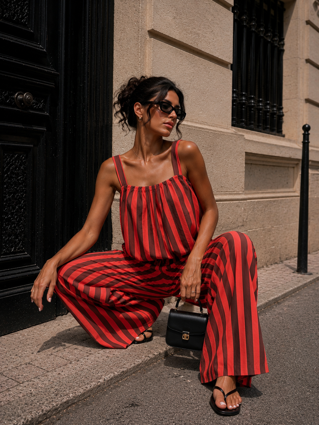 Gestreept co-ord set Estelle Bruin/ Roze