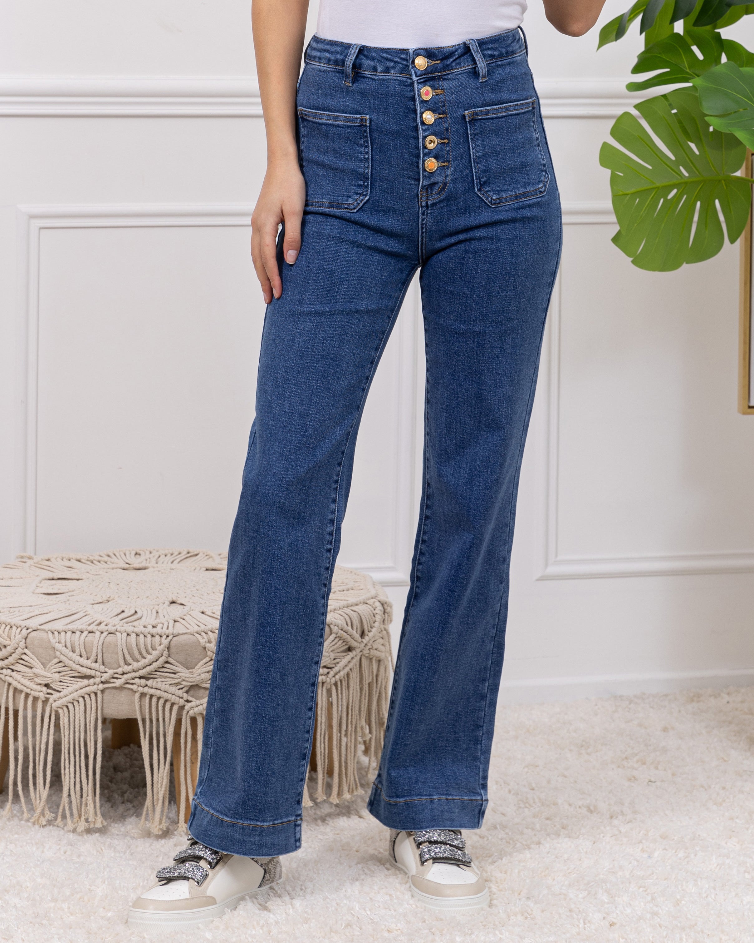 Folyrose | Wide leg jeans Mika-D Donkerblauw