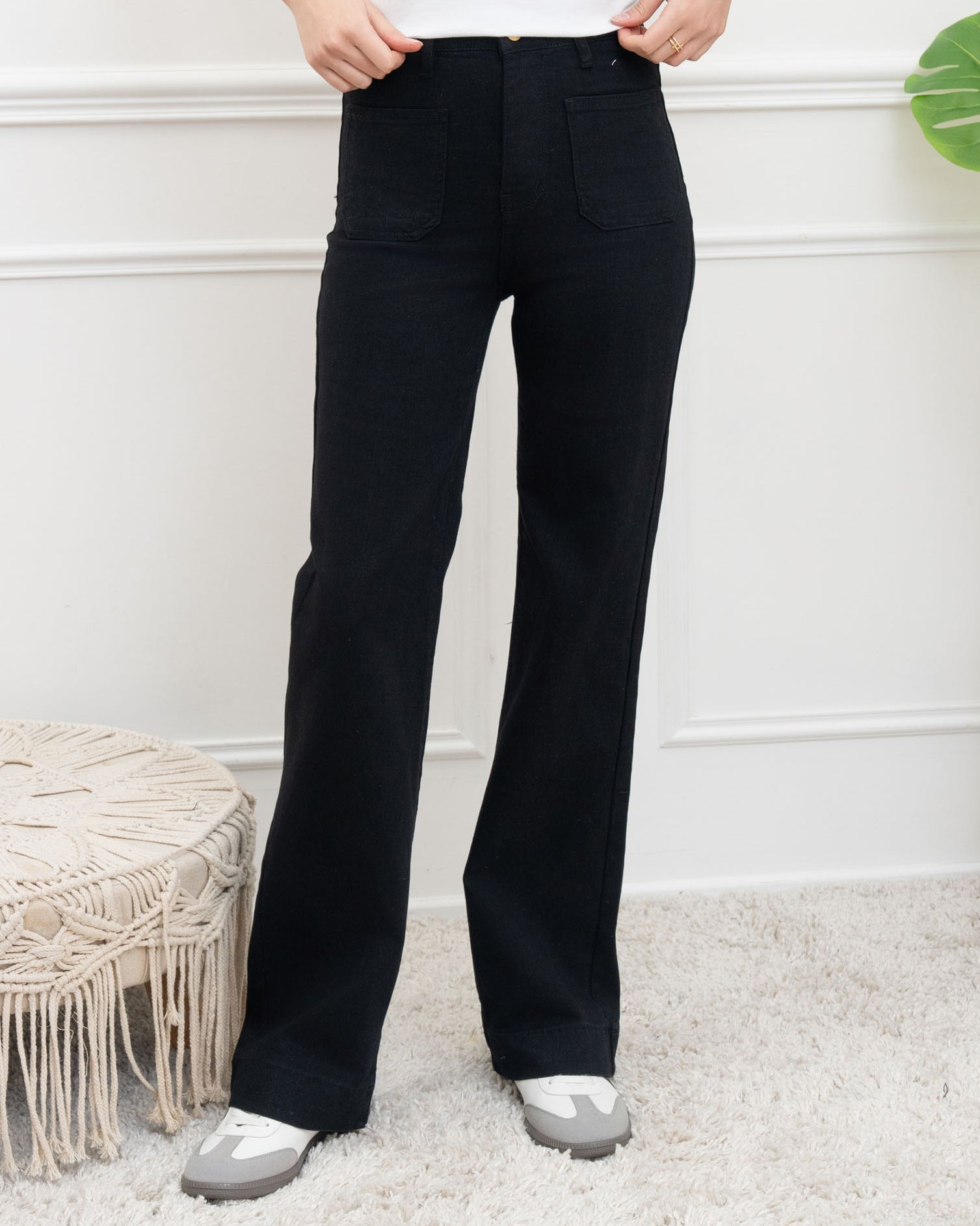 Folyrose | Wide leg jeans Jana-A Zwart