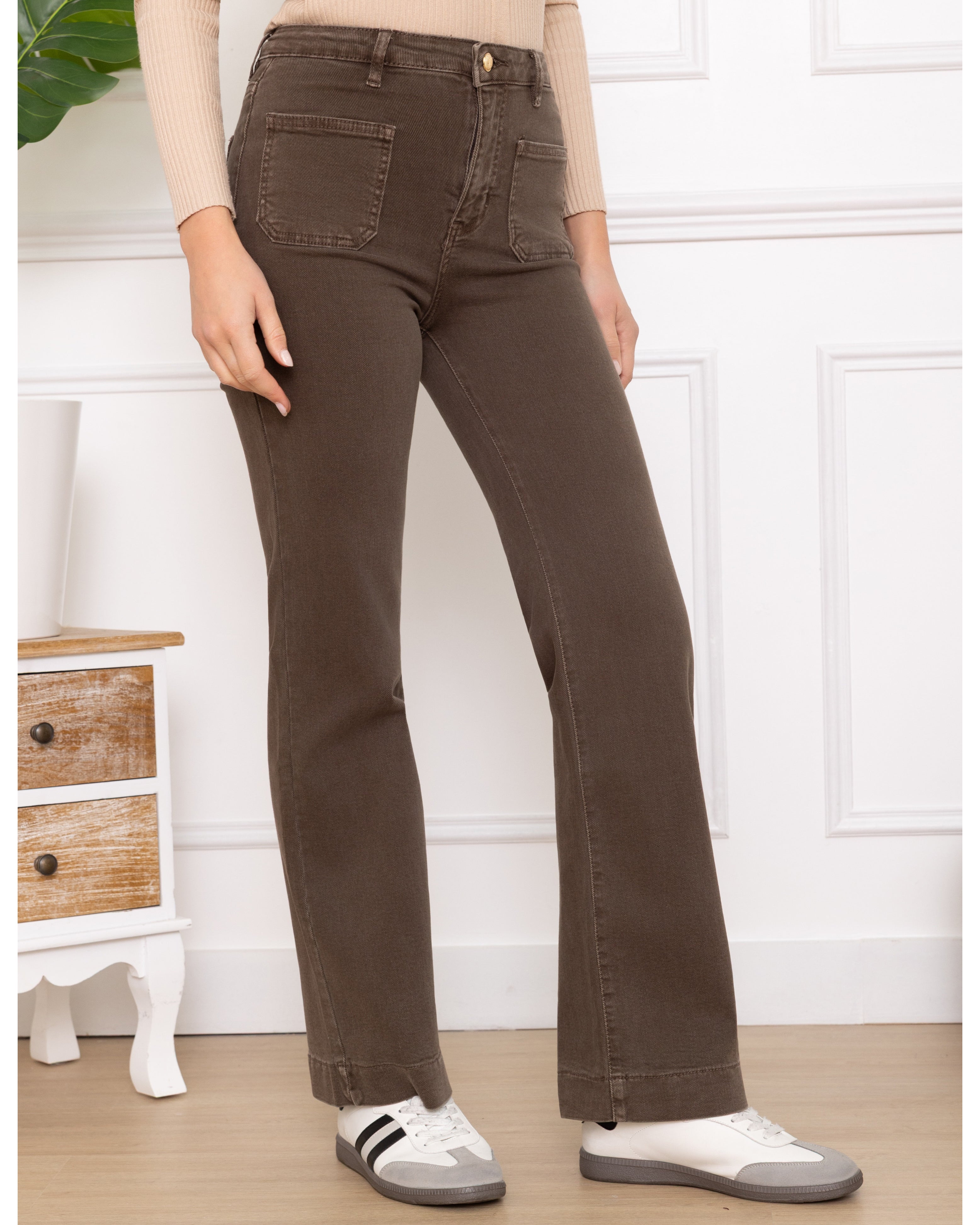 Folyrose | Wide leg jeans Jana-I3 Bruin