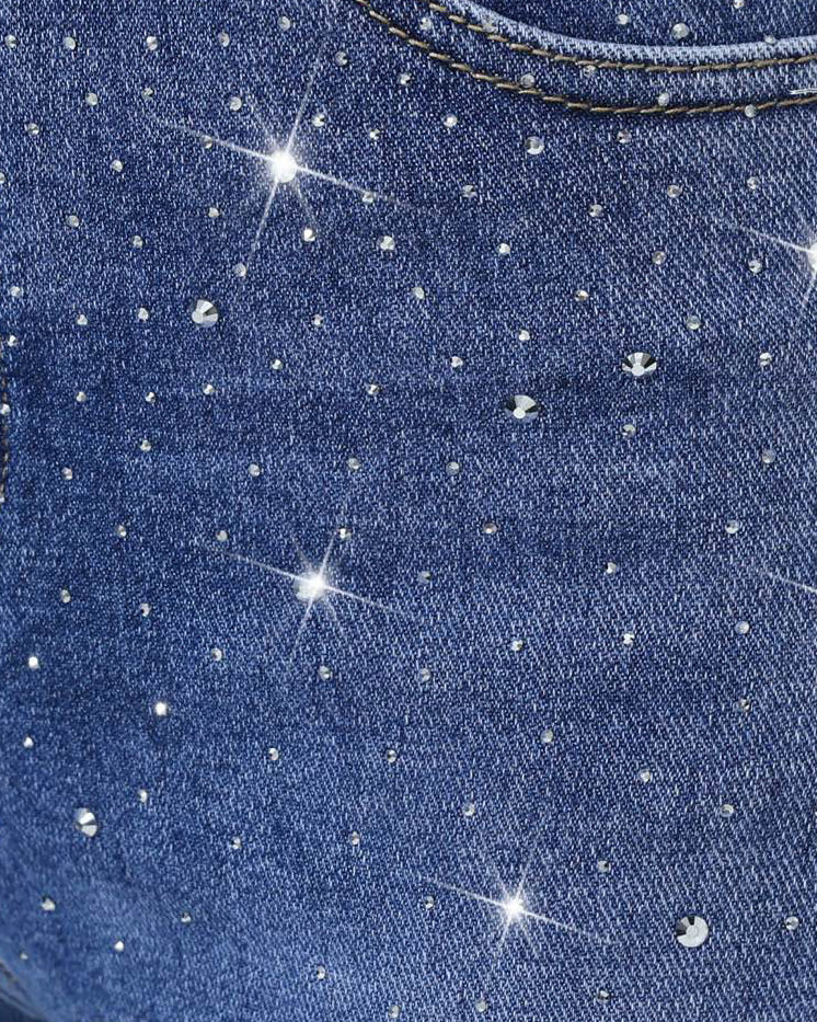 Hello Miss | Wide leg jeans met strass Kella-3 Donkerblauw