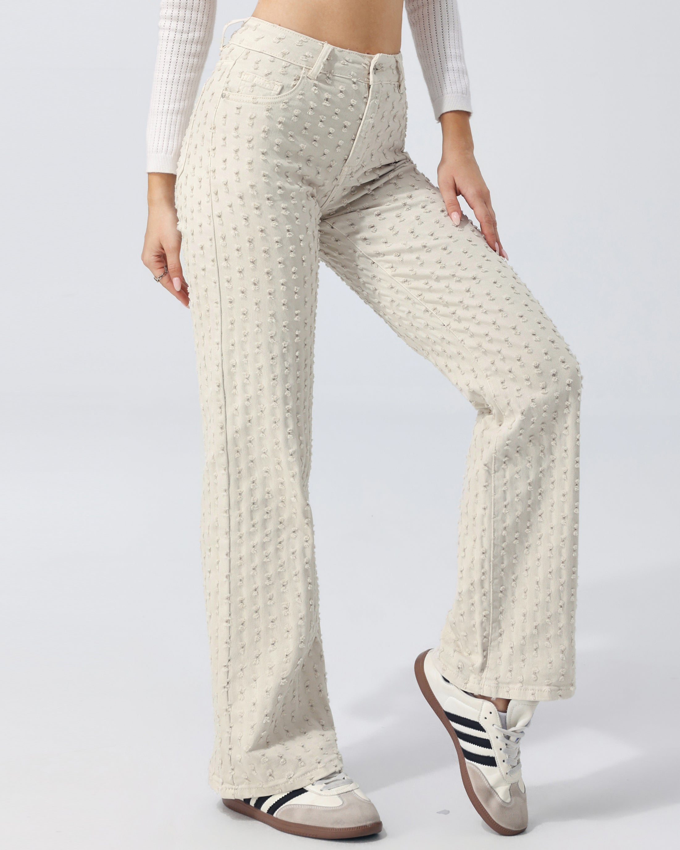 Hello Miss | Wide leg jeans Janey-13 Beige